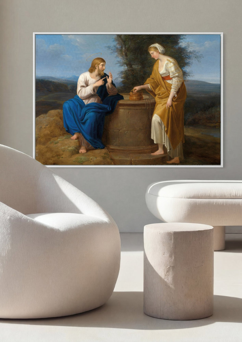 Quadro Decorativo Jesus e a Samaritana - Waldmüller em ambiente decorado