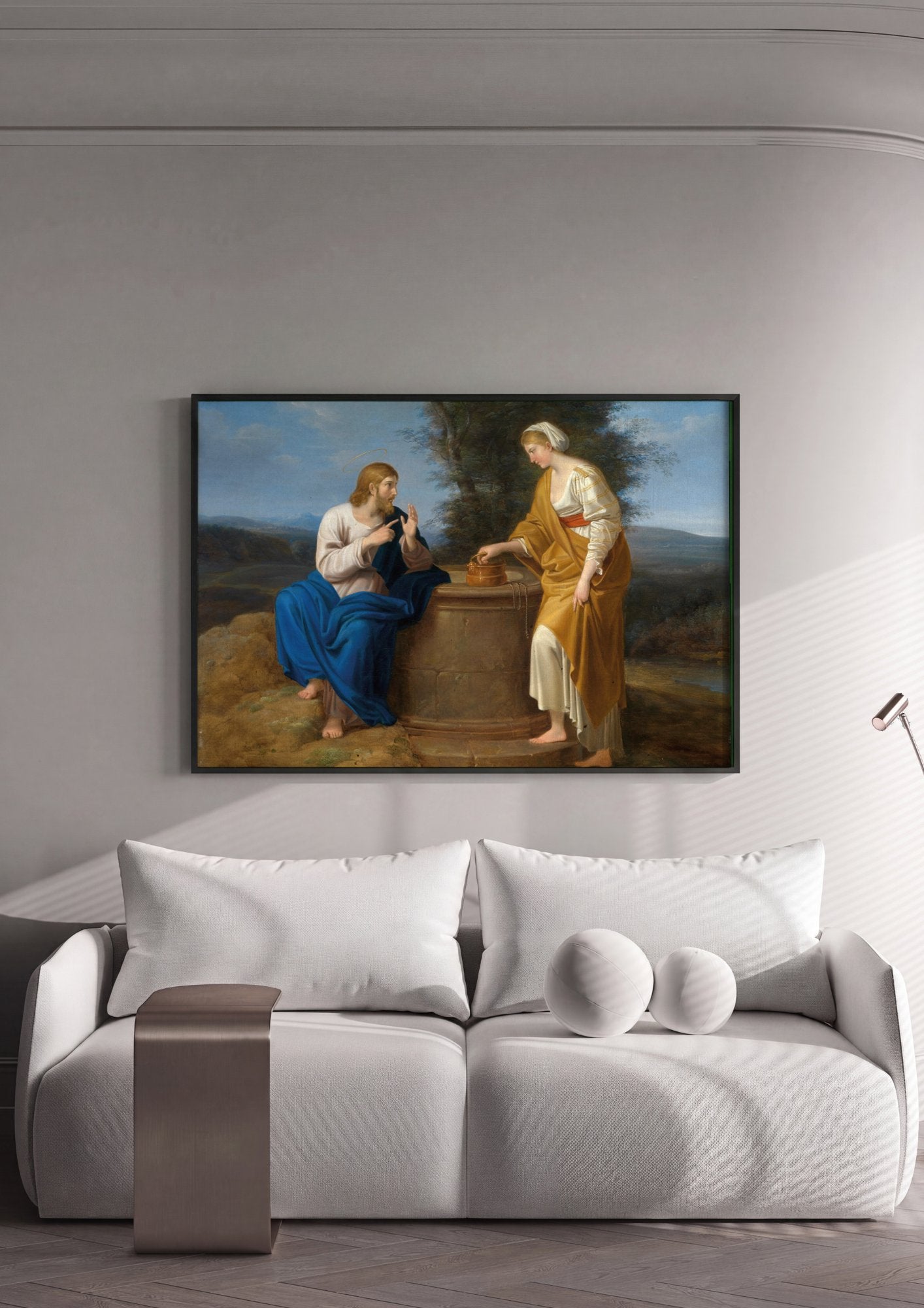 Quadro Decorativo Jesus e a Samaritana - Waldmüller em ambiente decorado