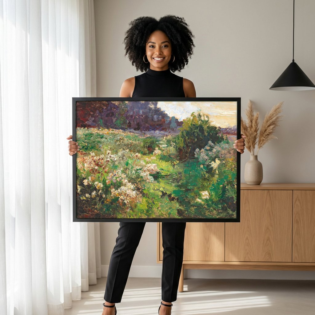Quadro Decorativo Campo de Flores - Olga Wisinger-Florian com modelo em ambiente