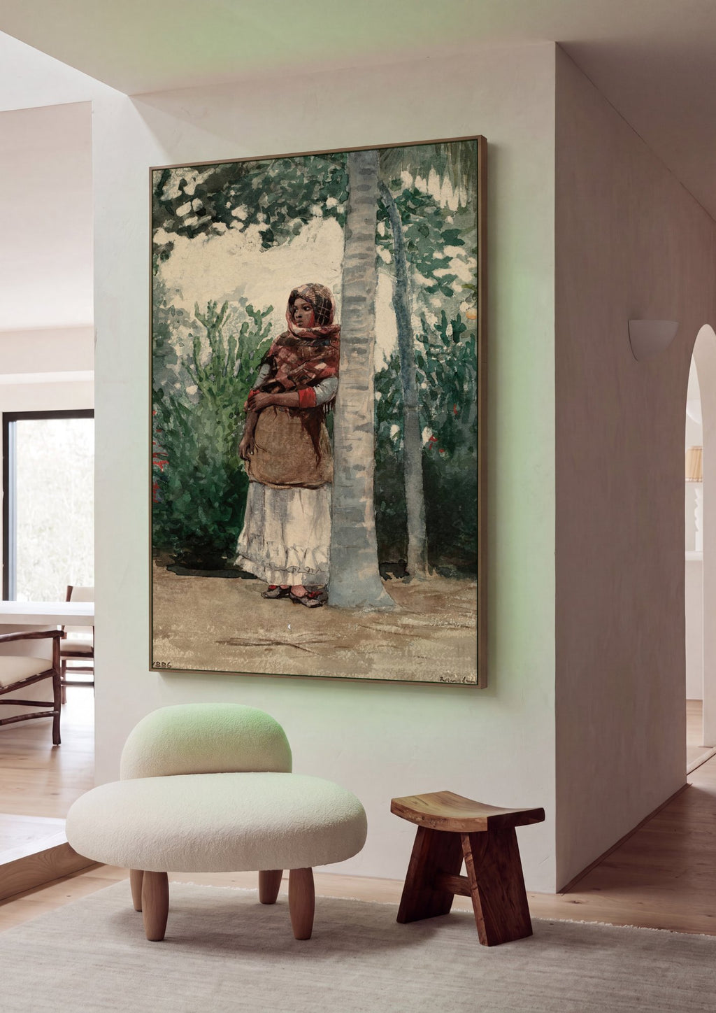 Quadro Decorativo 'A Sombra da Palmeira' - Winslow Homer em ambiente decorado
