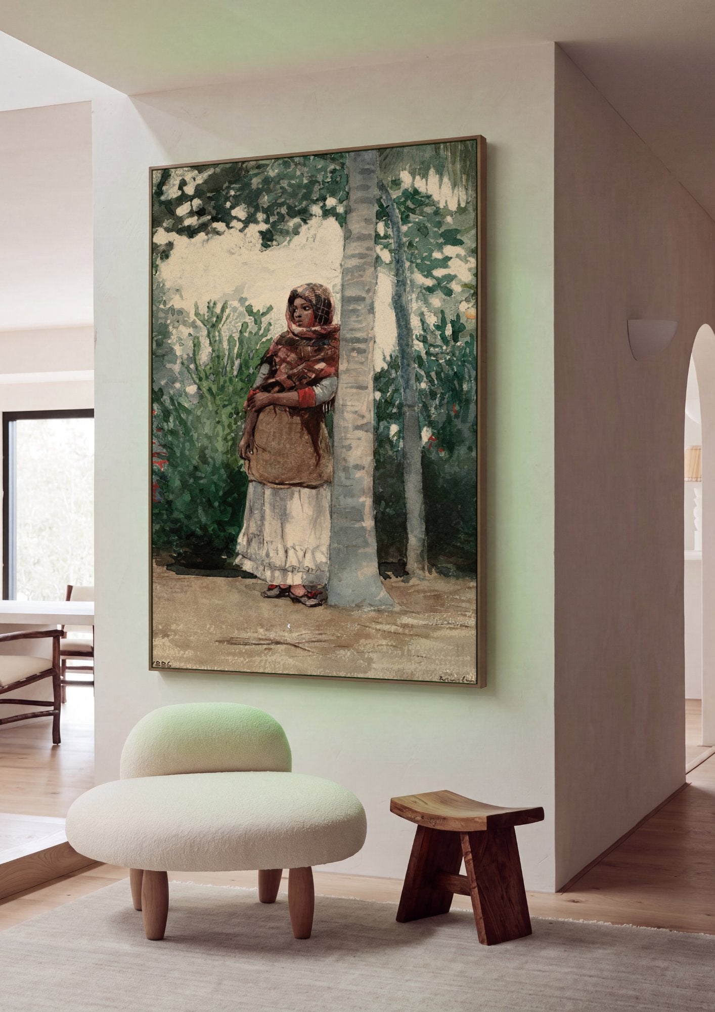 Quadro Decorativo 'A Sombra da Palmeira' - Winslow Homer em ambiente decorado