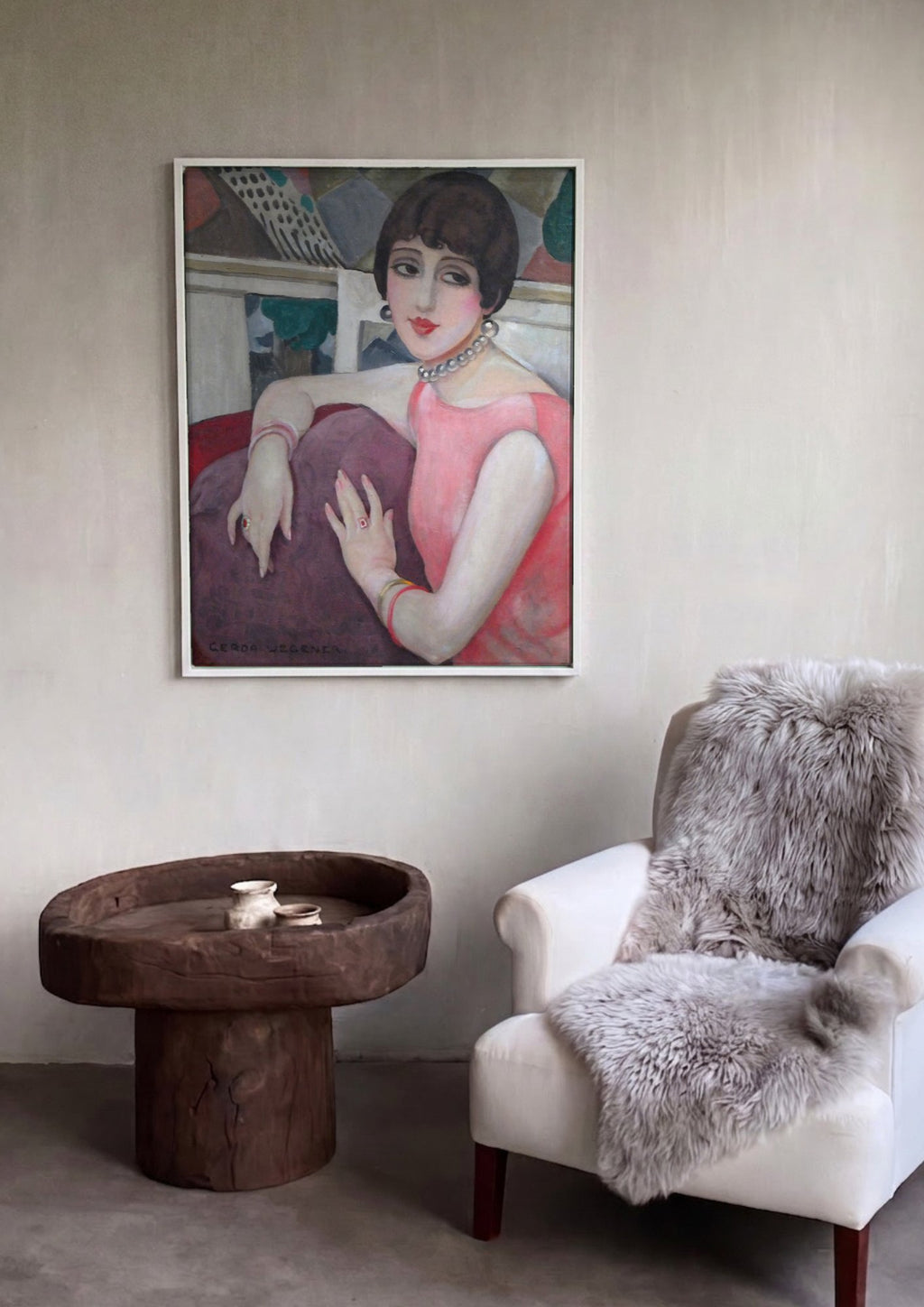 Quadro Decorativo A Dama de Rosa - Gerda Wegener em ambiente decorado
