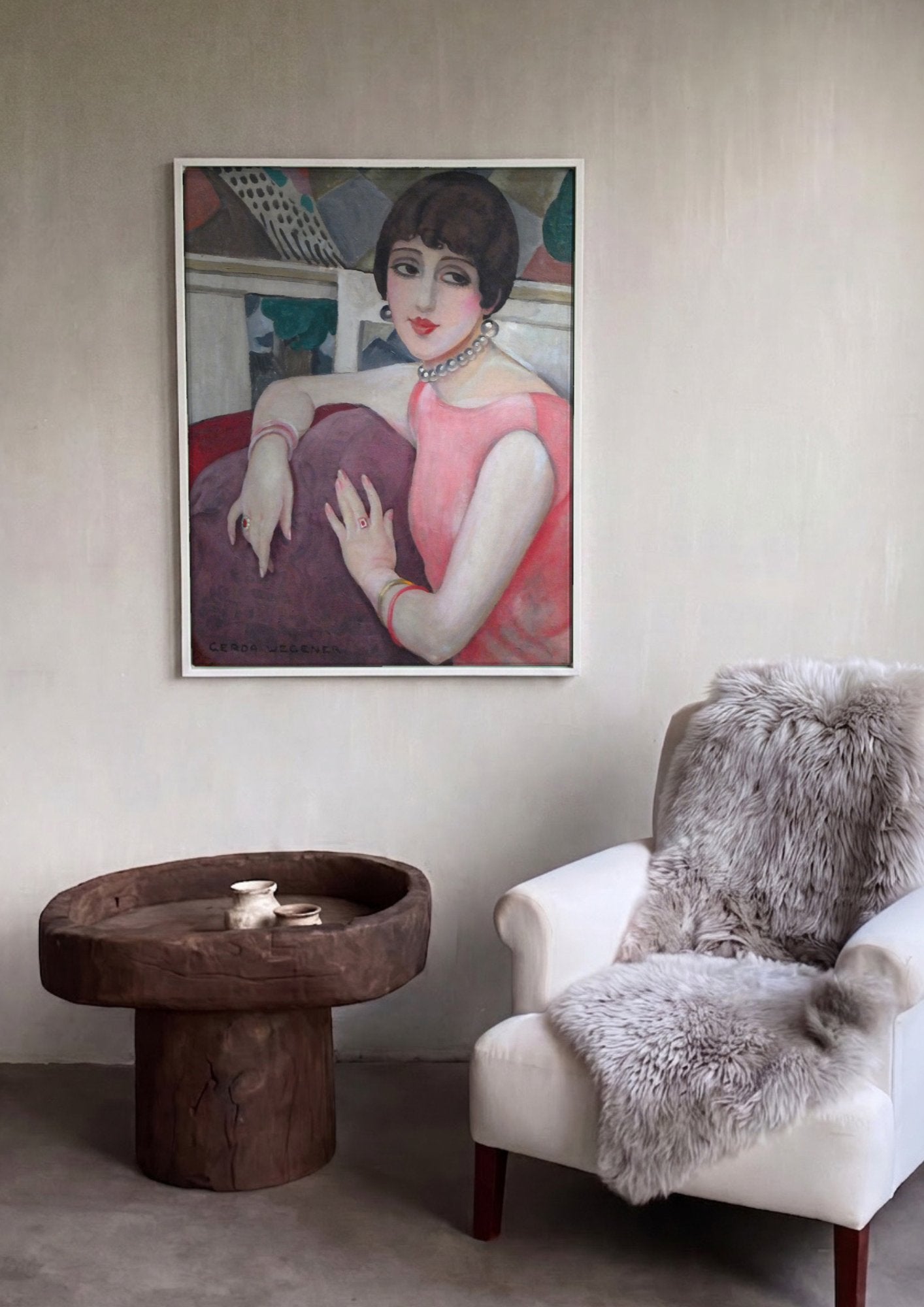 Quadro Decorativo A Dama de Rosa - Gerda Wegener em ambiente decorado