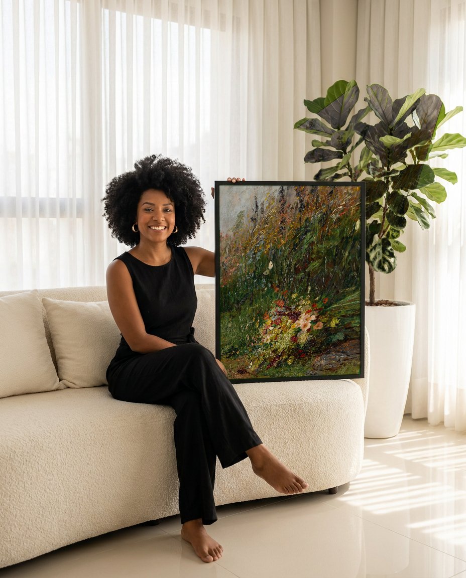 Quadro Decorativo Campo de Flores - Olga Wisinger-Florian com modelo em ambiente