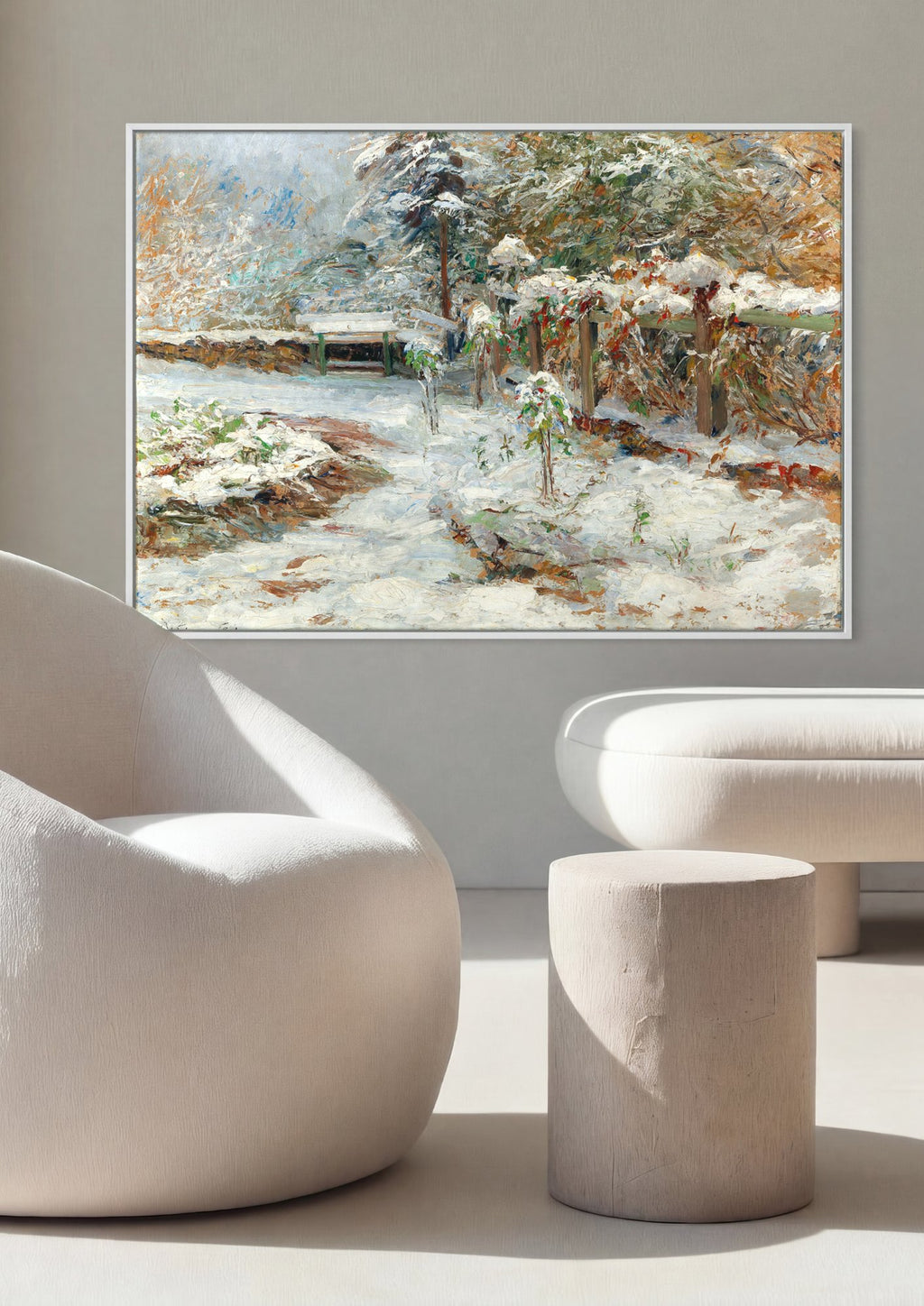 Quadro Decorativo Inverno na Neve - Olga Wisinger-Florian em ambiente decorado