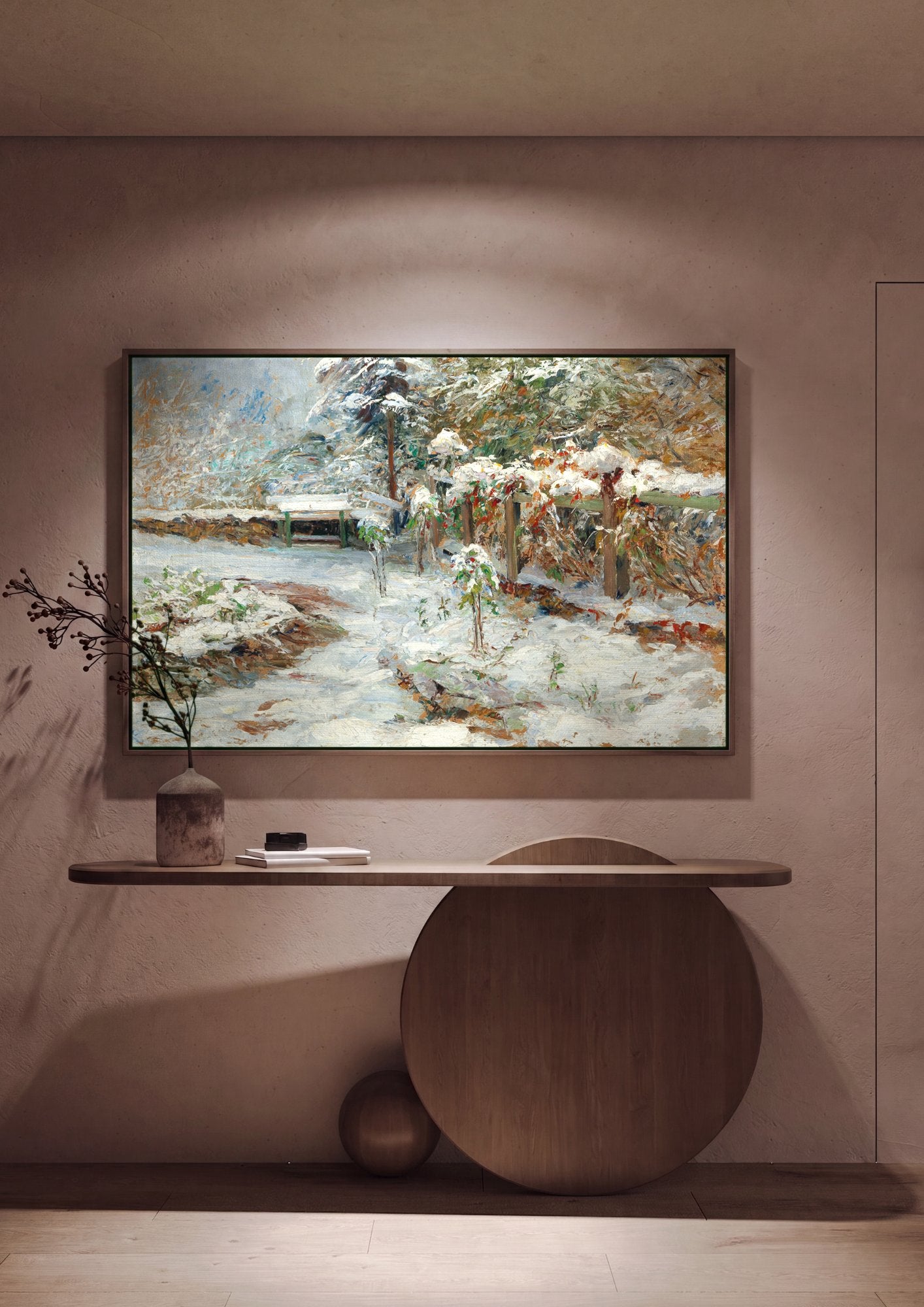 Quadro Decorativo Inverno na Neve - Olga Wisinger-Florian em ambiente decorado