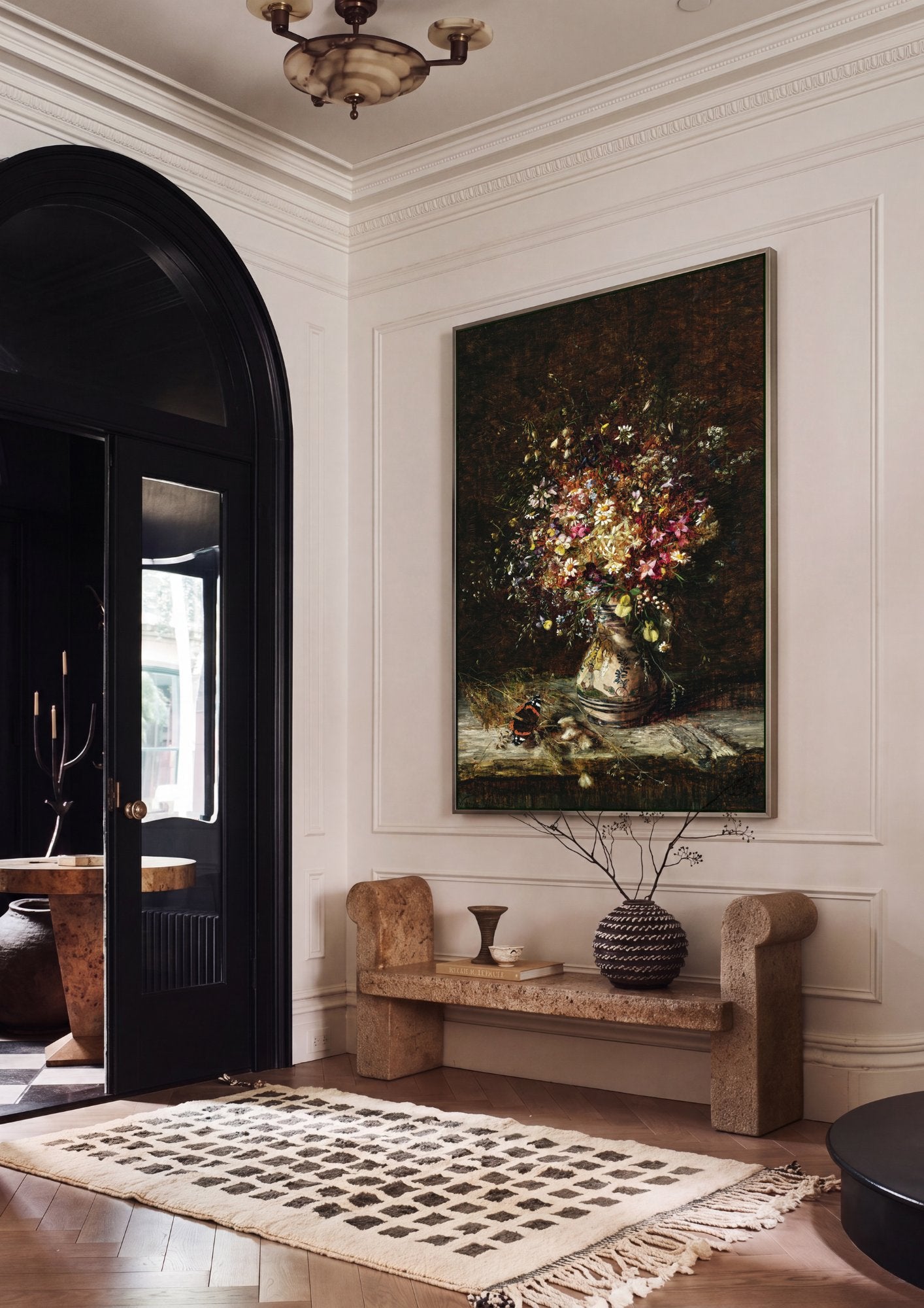 Quadro Decorativo Cesto de Flores - Olga Wisinger-Florian em ambiente decorado