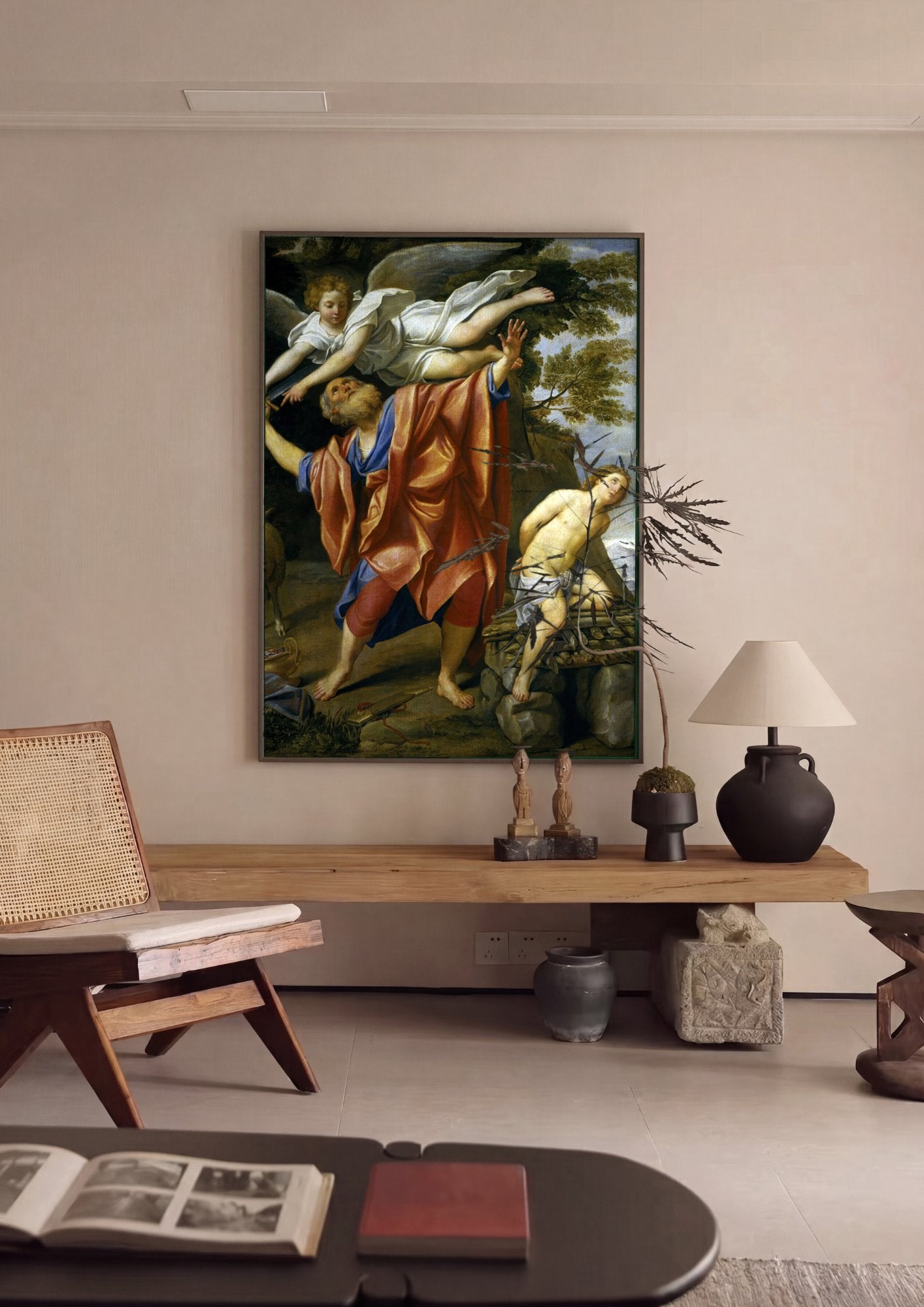 Quadro Decorativo O Sacrifício de Isaac - Domenichino em ambiente decorado