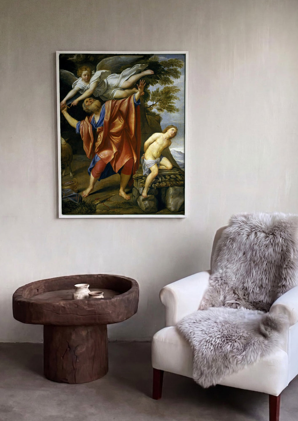 Quadro Decorativo O Sacrifício de Isaac - Domenichino em ambiente decorado