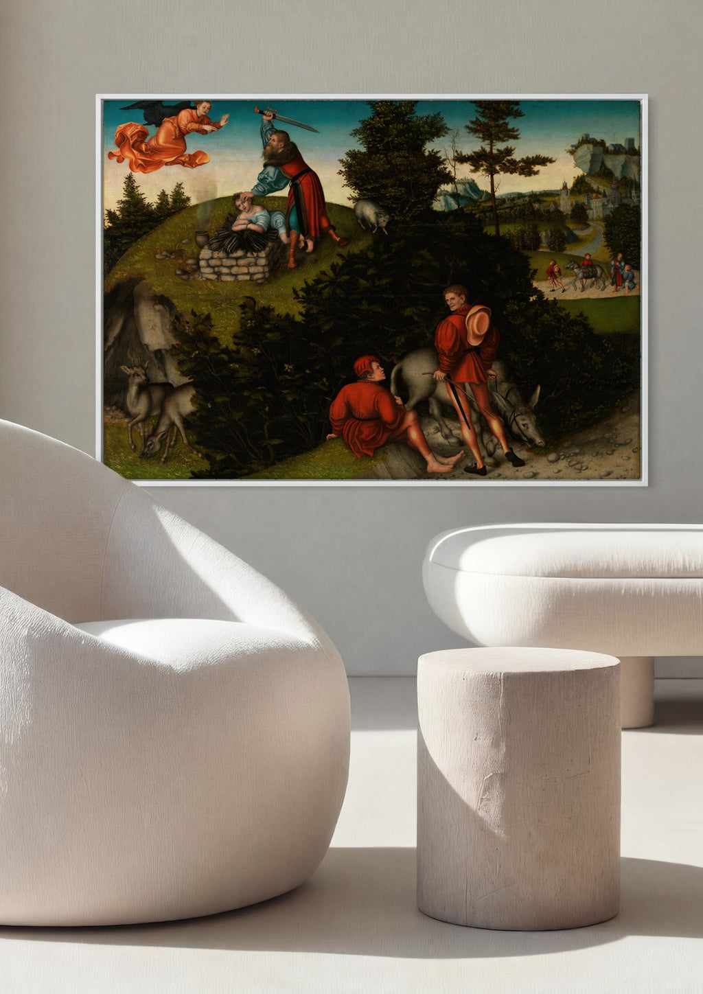 Quadro Decorativo O Sacrifício de Isaac - Lucas Cranach em ambiente decorado