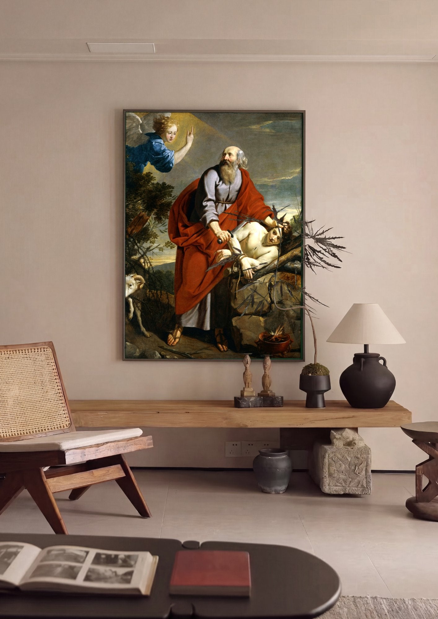 Quadro Decorativo O Sacrifício de Isaac - Philippe de Champaigne em ambiente decorado