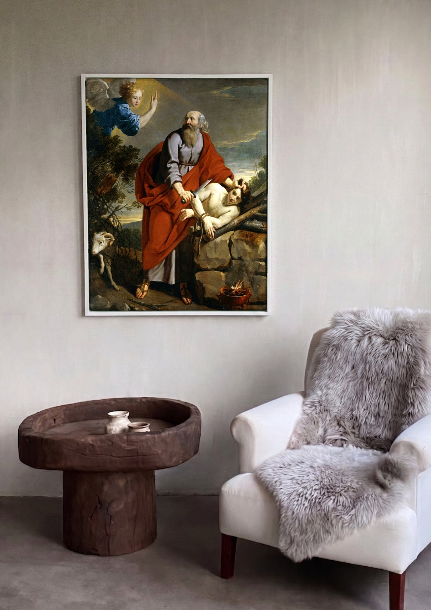 Quadro Decorativo O Sacrifício de Isaac - Philippe de Champaigne em ambiente decorado