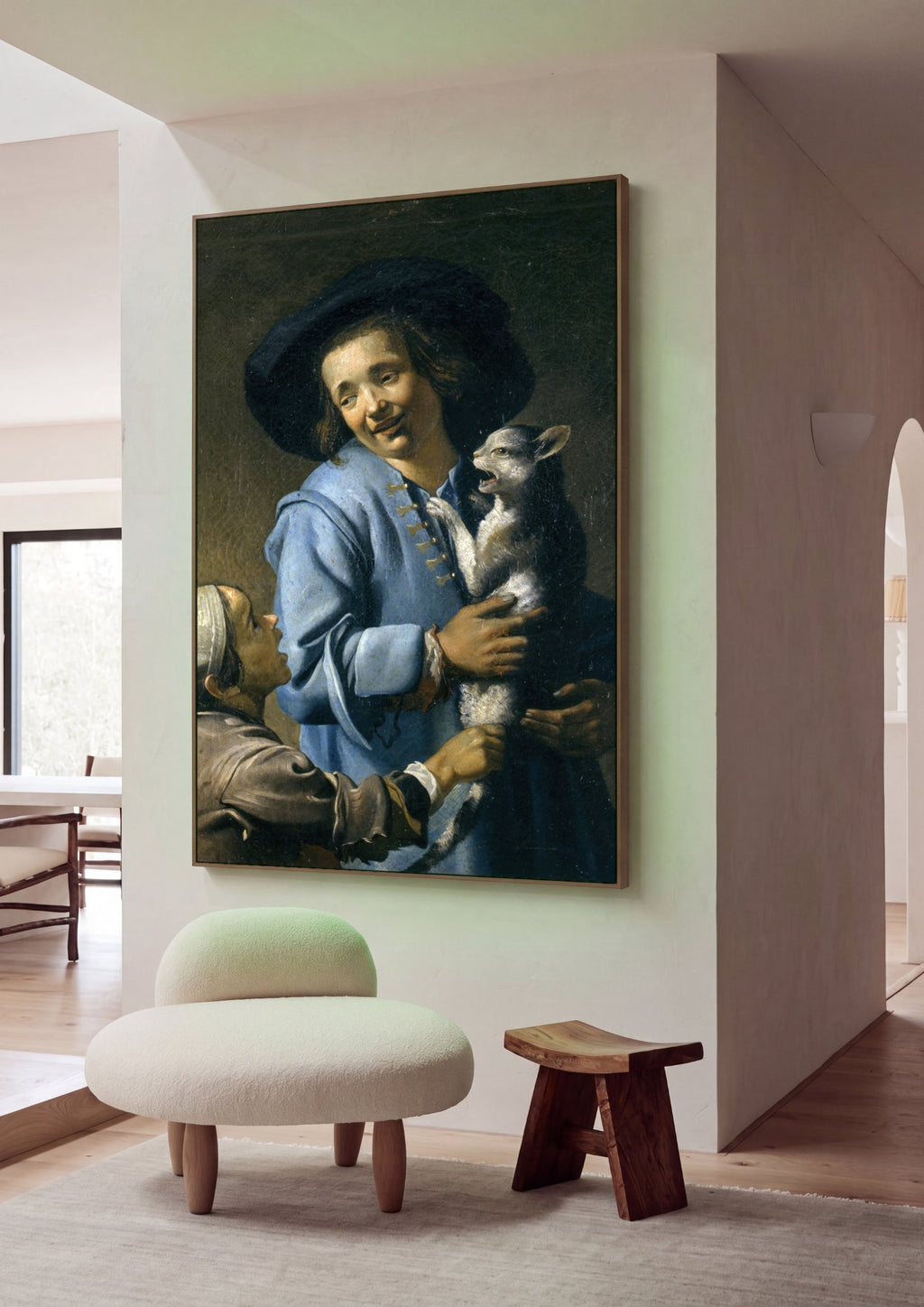 Quadro Decorativo A Oferta do Cabrito - Abraham Bloemaert em ambiente decorado