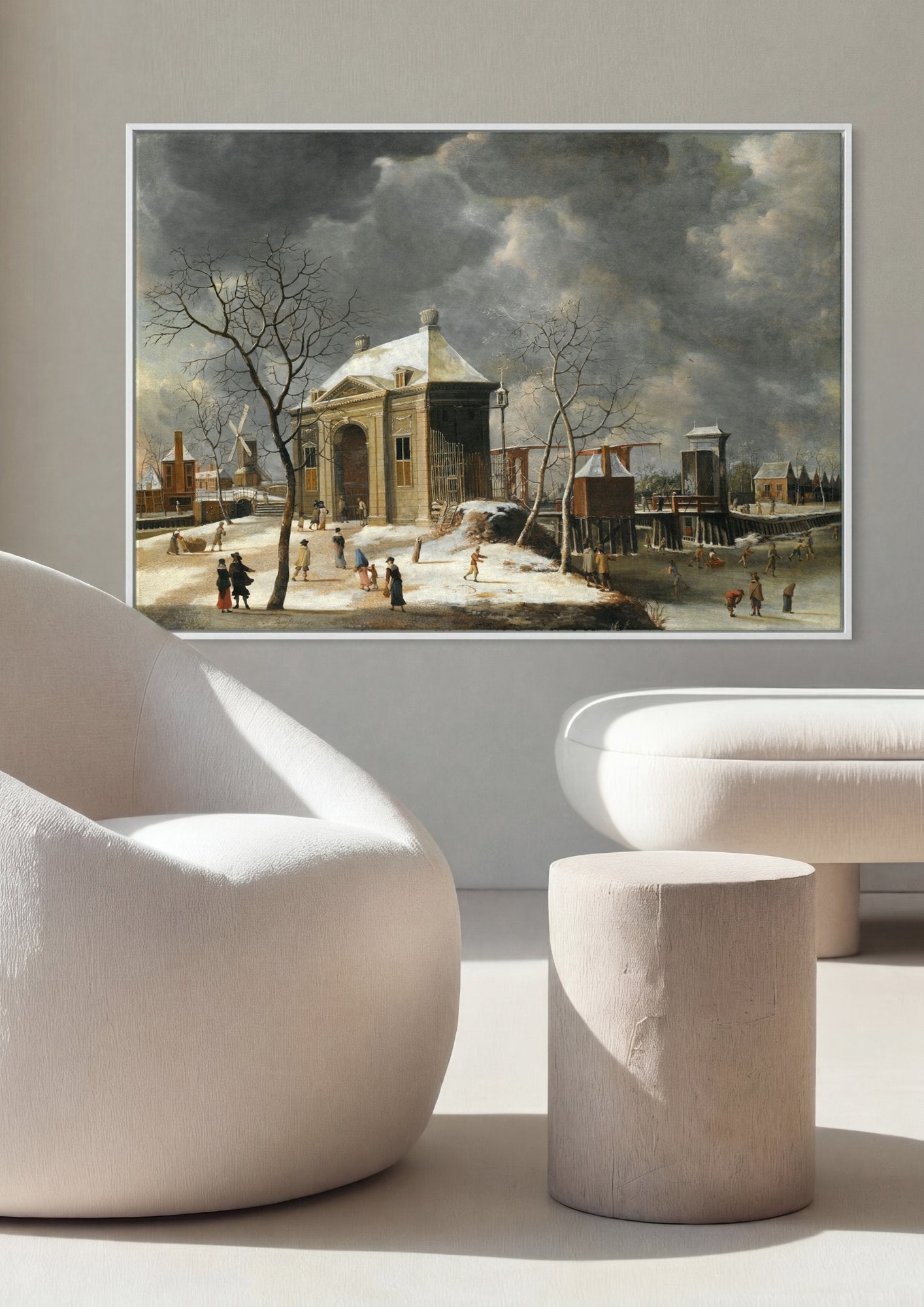 Quadro Decorativo Cena de Inverno - Jan Abrahamsz Beerstraaten em ambiente decorado