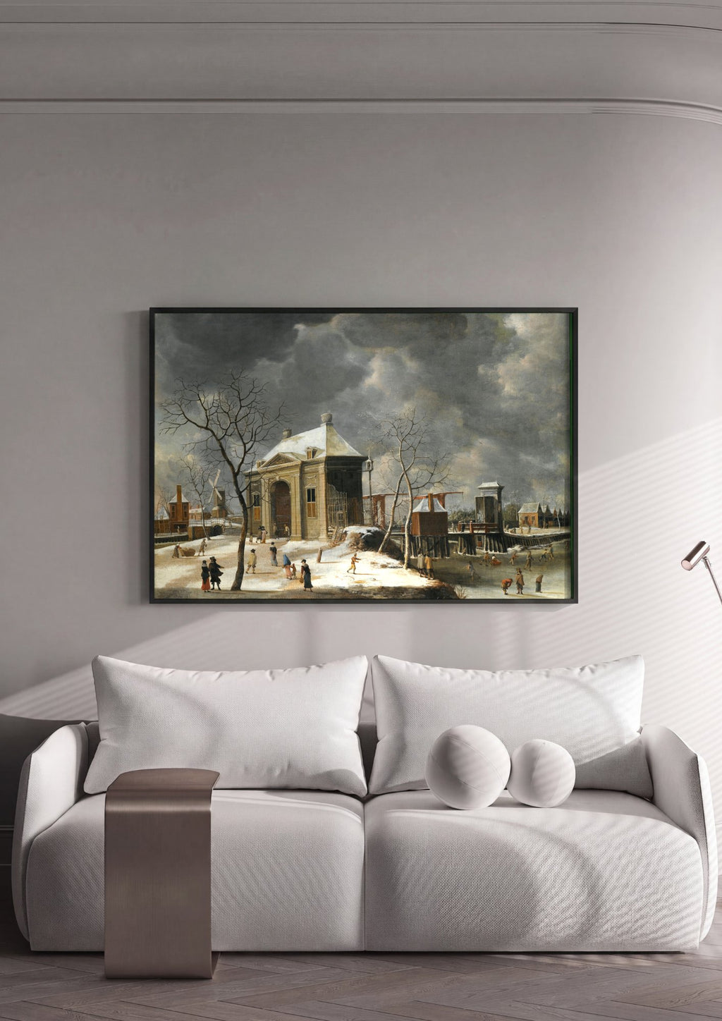 Quadro Decorativo Cena de Inverno - Jan Abrahamsz Beerstraaten em ambiente decorado