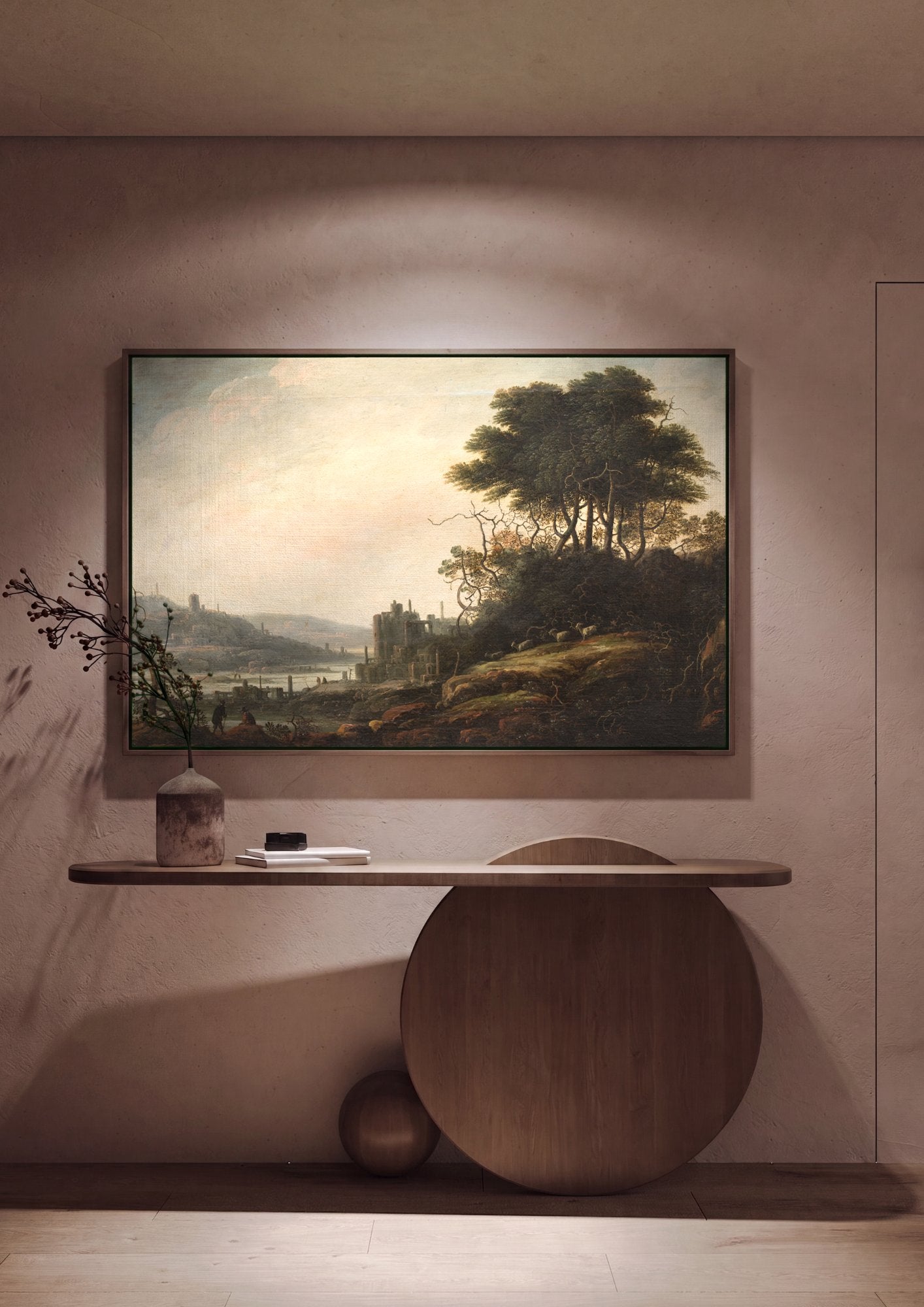 Quadro Decorativo Paisagem com Ruínas - Abraham Bloemaert em ambiente decorado