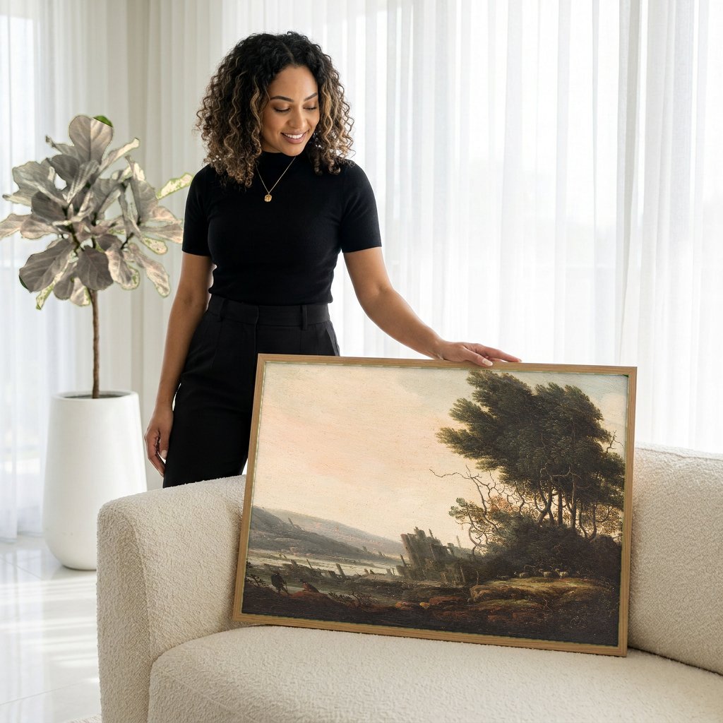 Quadro Decorativo Paisagem com Ruínas - Abraham Bloemaert com modelo em ambiente