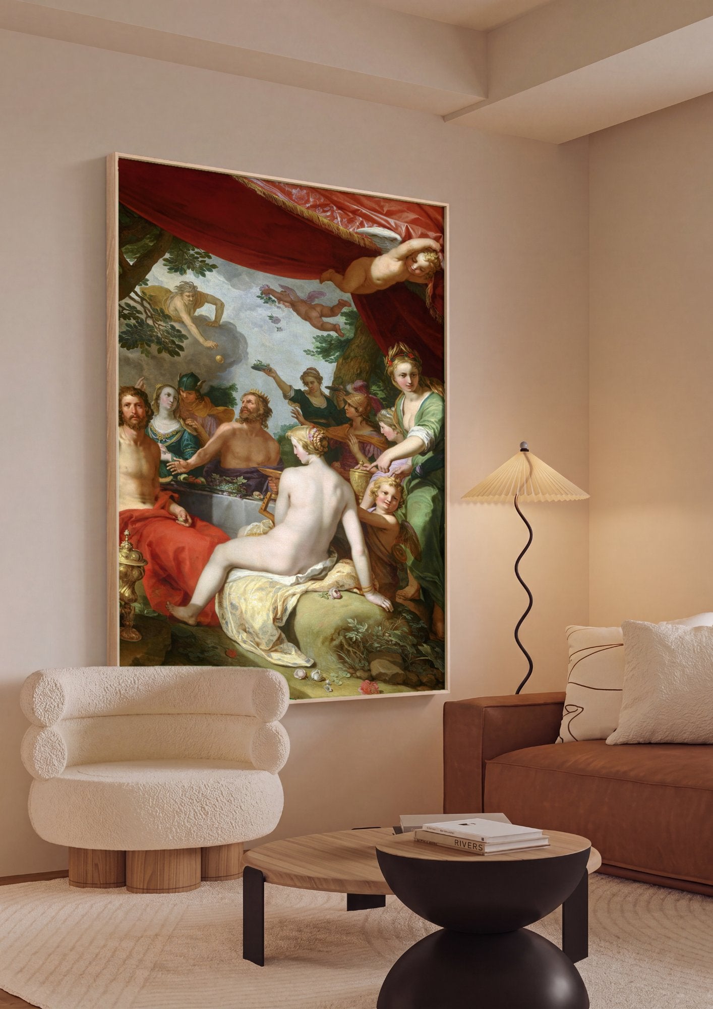 Quadro Decorativo Banquete dos Deuses - Abraham Bloemaert em ambiente decorado