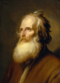 Retrato de um homem idoso com barba e cabelos longos e brancos, olhando para a esquerda, pintado por Abraham Bloemaert. A imagem tem um fundo escuro e o homem veste roupas em tons terrosos. A luz incide sobre o rosto e a barba.
