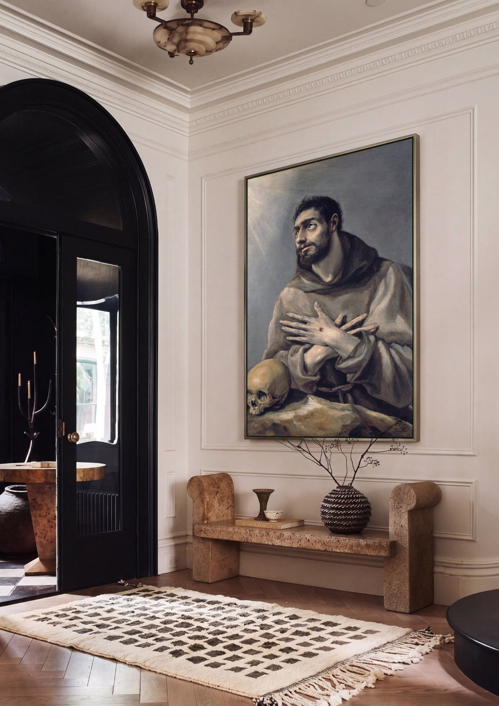 Quadro Decorativo São Francisco em Oração – El Greco em ambiente decorado