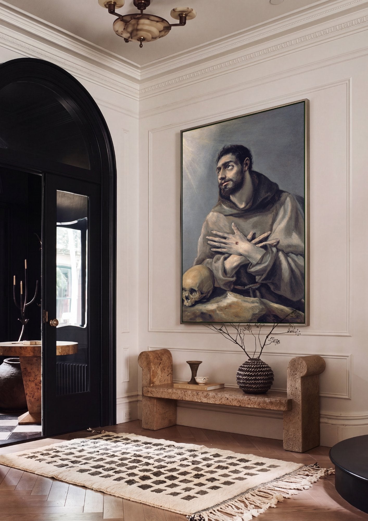 Quadro Decorativo São Francisco em Oração – El Greco em ambiente decorado