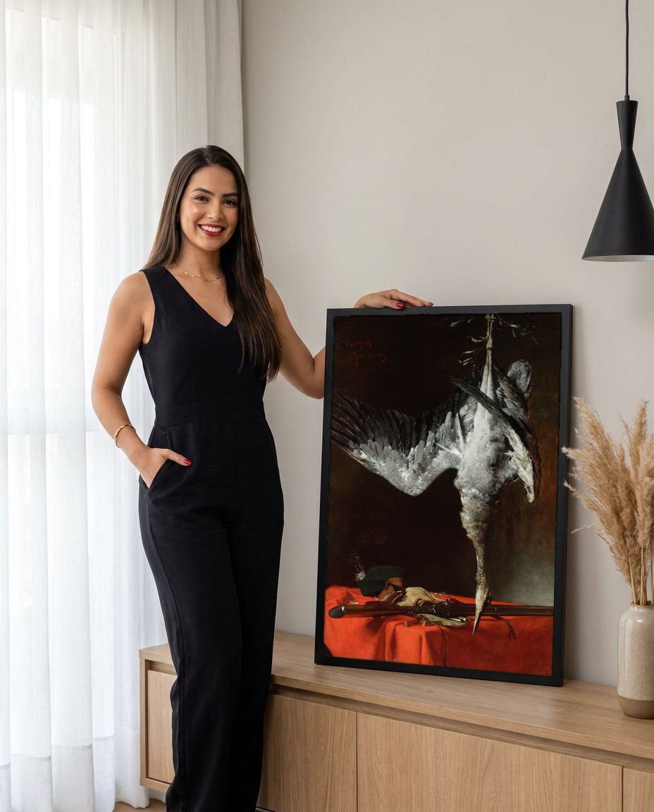 Quadro Decorativo Natureza-Morta de Caça - Czachórski com modelo em ambiente