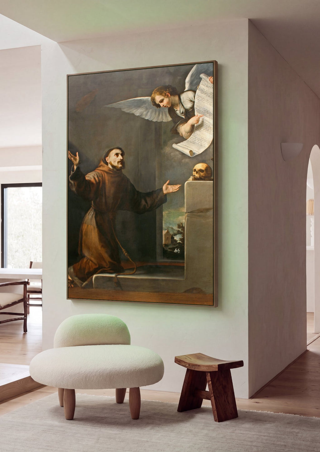 Quadro Decorativo São Francisco em Oração - Jusepe de Ribera em ambiente decorado