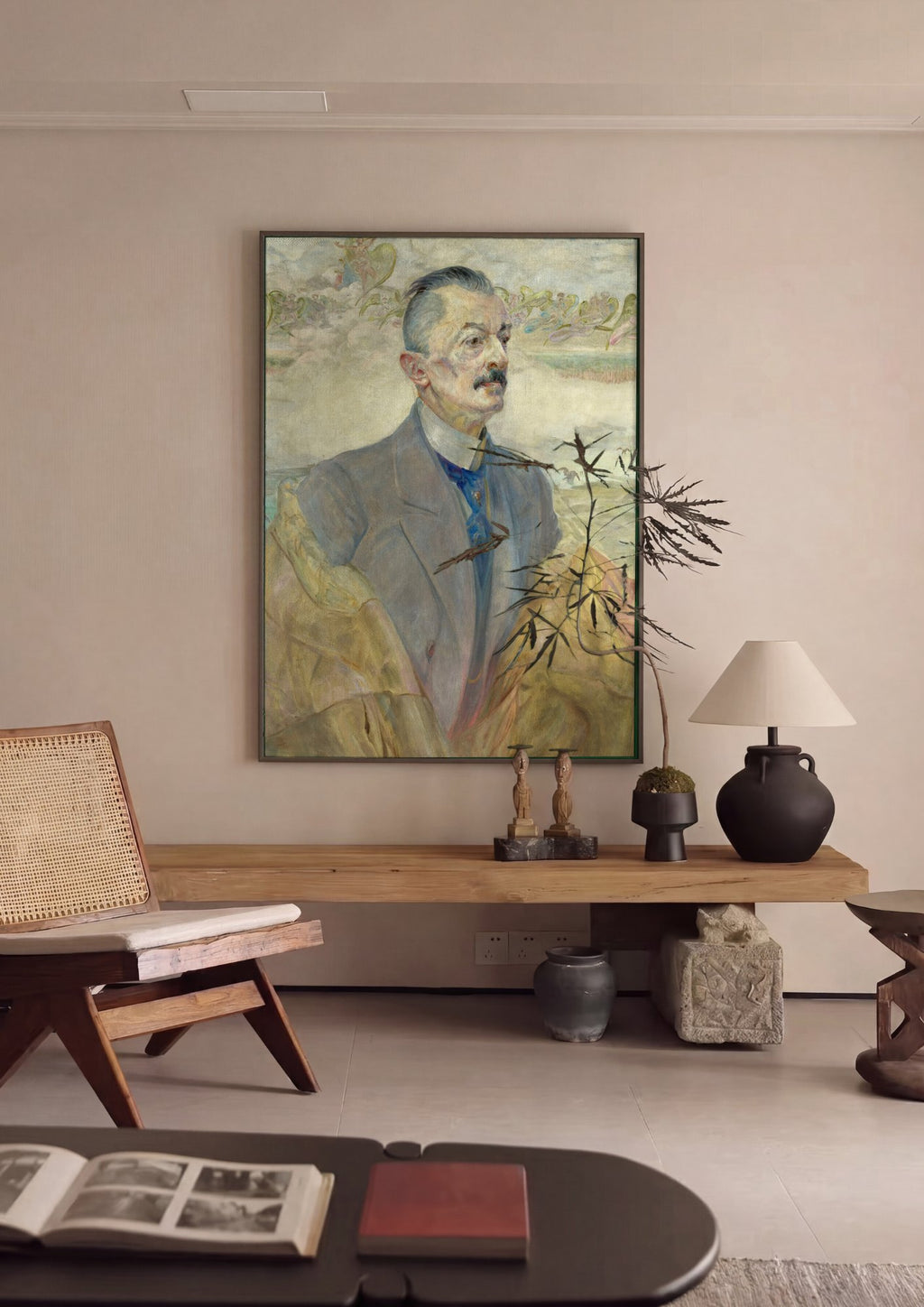 Quadro Decorativo Retrato com Anjos - Jacek Malczewski em ambiente decorado