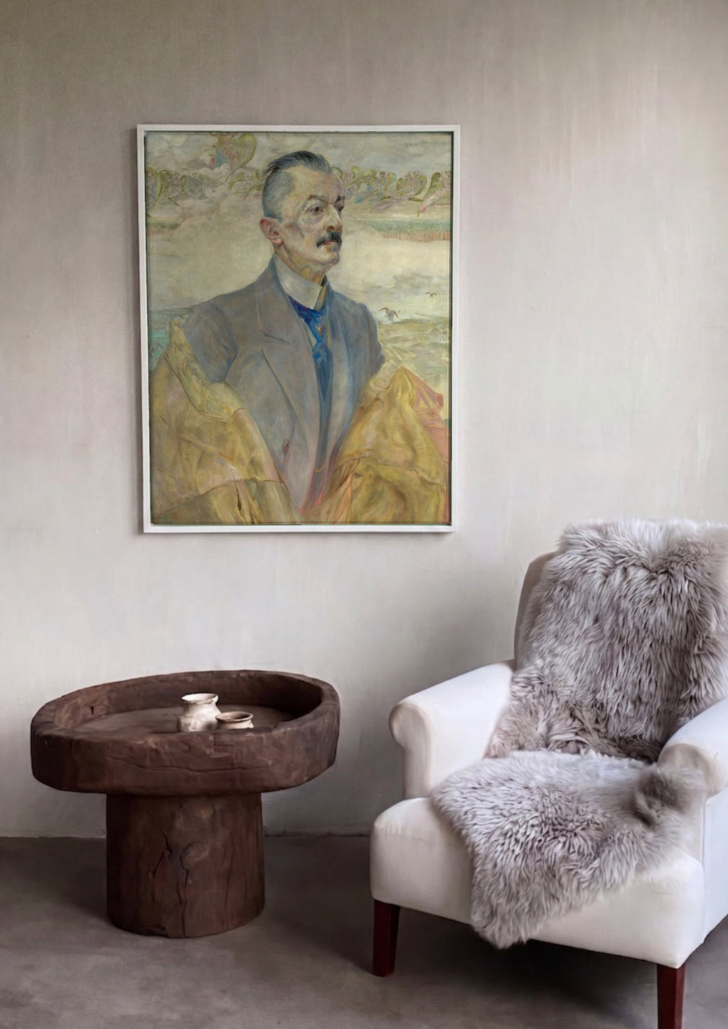 Quadro Decorativo Retrato com Anjos - Jacek Malczewski em ambiente decorado