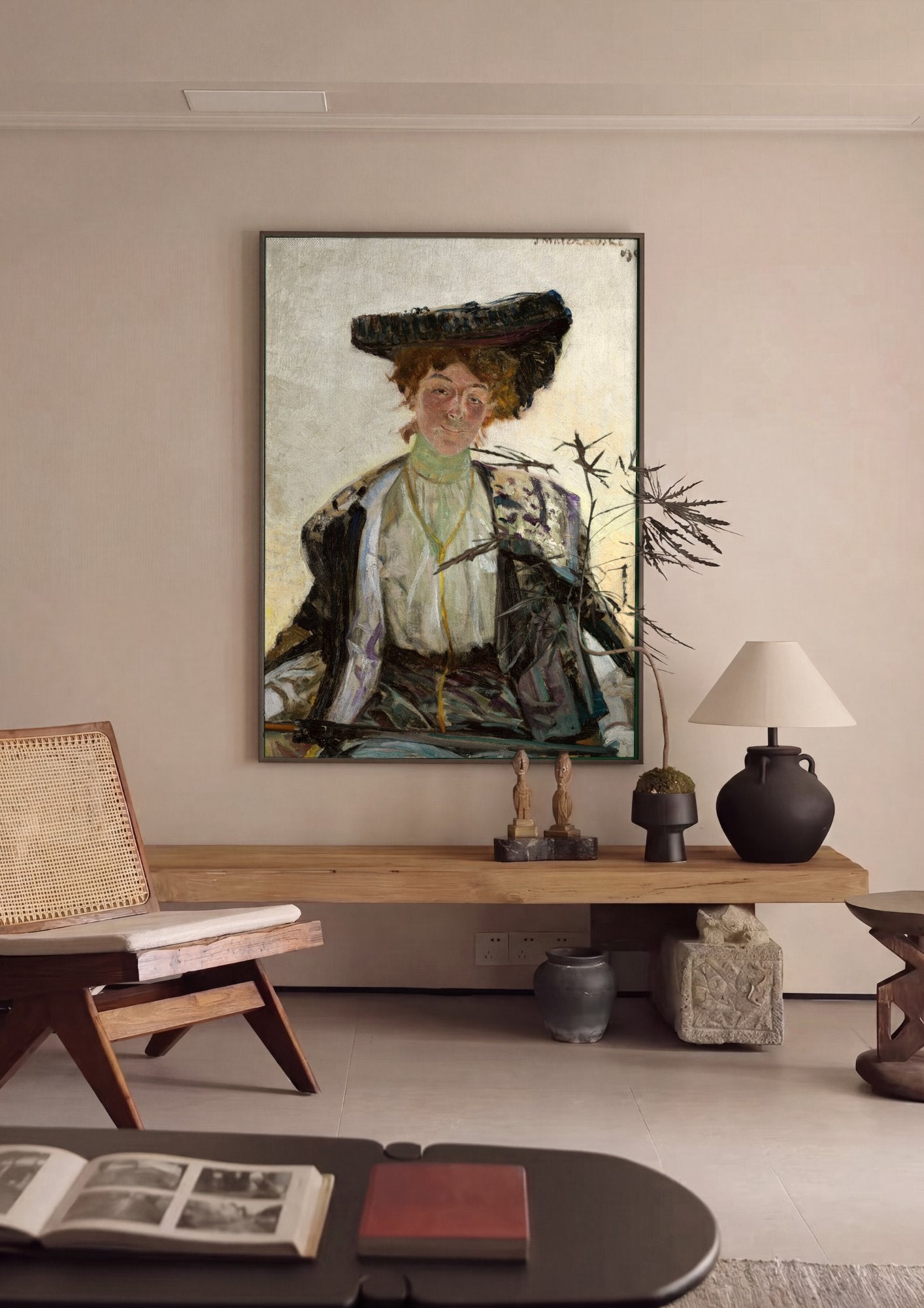 Quadro Decorativo Retrato de Mulher - Jacek Malczewski em ambiente decorado