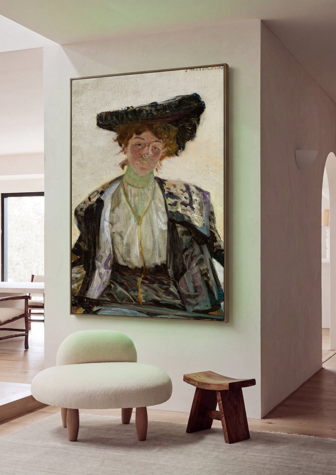 Quadro Decorativo Retrato de Mulher - Jacek Malczewski em ambiente decorado