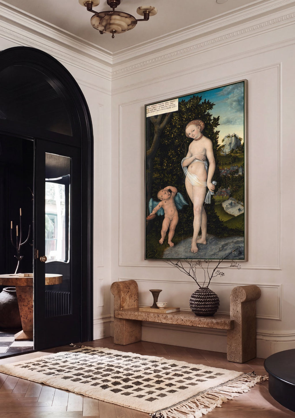 Quadro Decorativo Vênus e Cupido - Cranach, o Velho em ambiente decorado