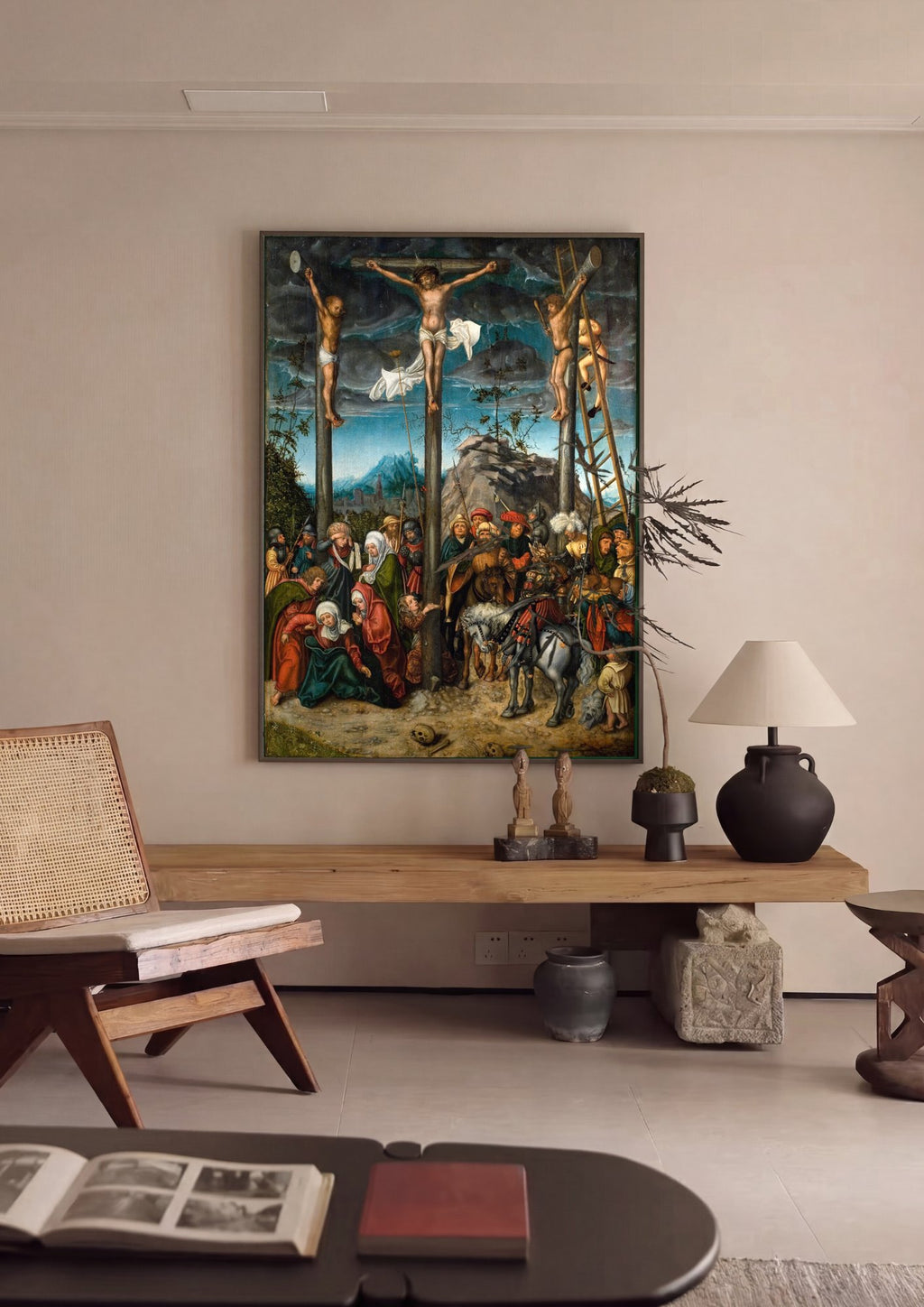 Quadro Decorativo A Crucificação - Cranach, o Velho em ambiente decorado