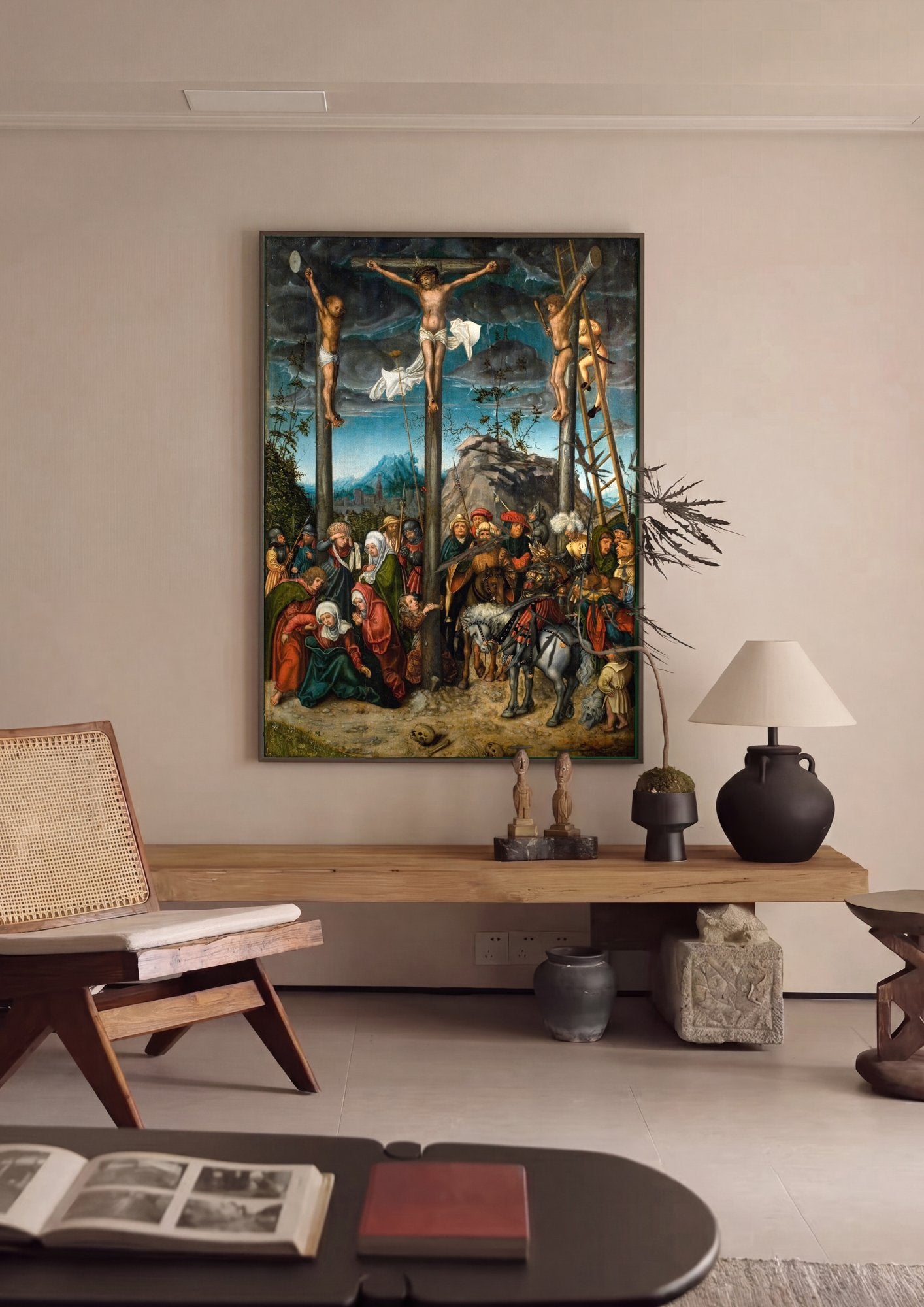 Quadro Decorativo A Crucificação - Cranach, o Velho em ambiente decorado