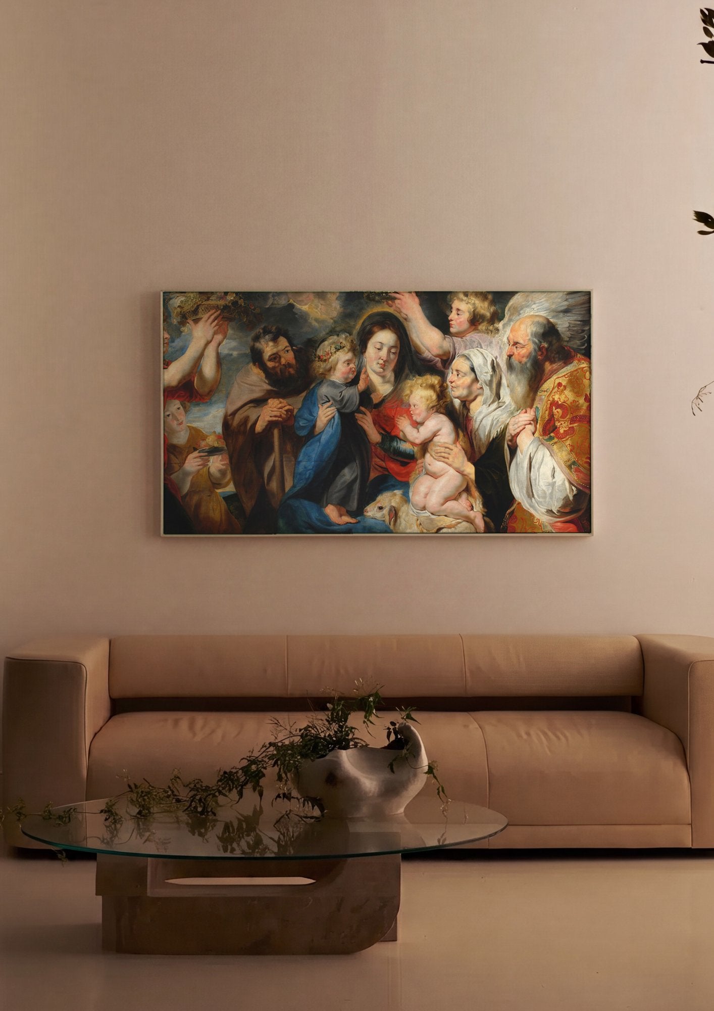 Quadro Decorativo A Sagrada Familia - Jacob Jordaens em ambiente decorado