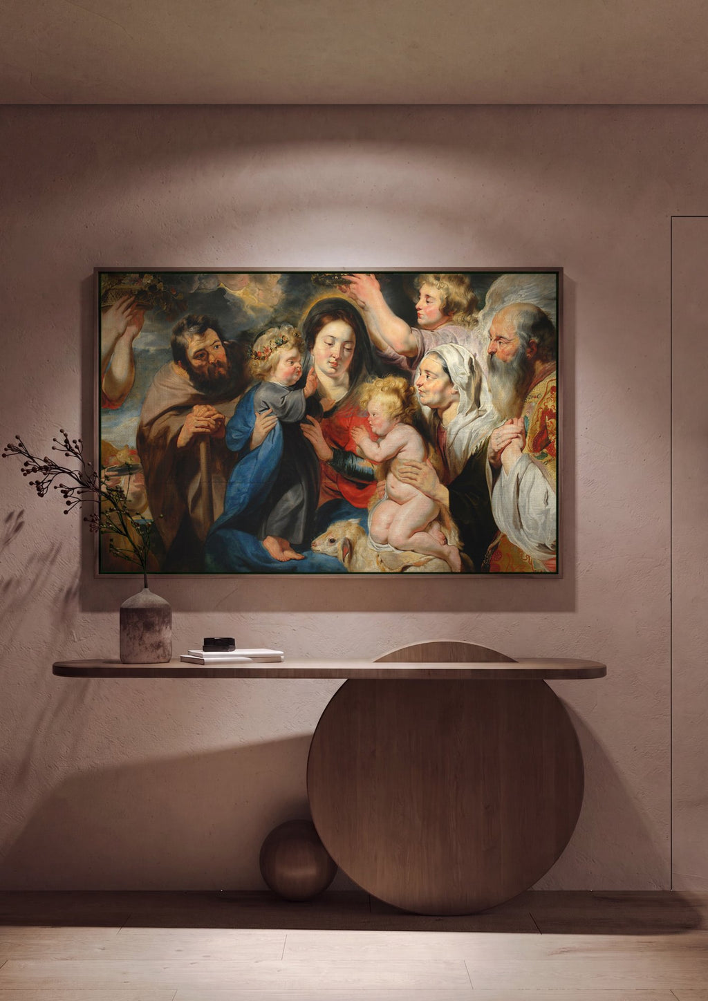 Quadro Decorativo A Sagrada Familia - Jacob Jordaens em ambiente decorado