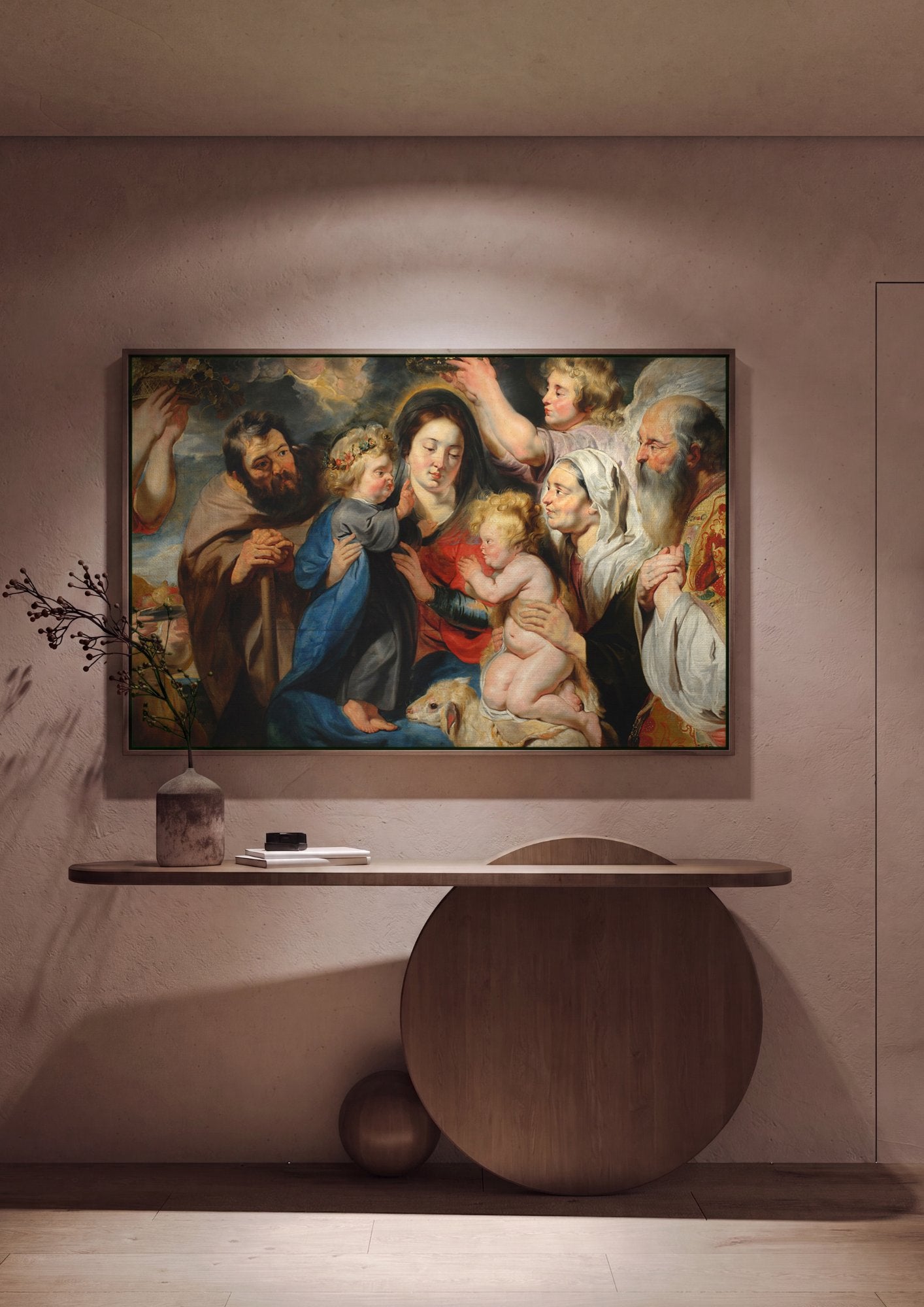 Quadro Decorativo A Sagrada Familia - Jacob Jordaens em ambiente decorado