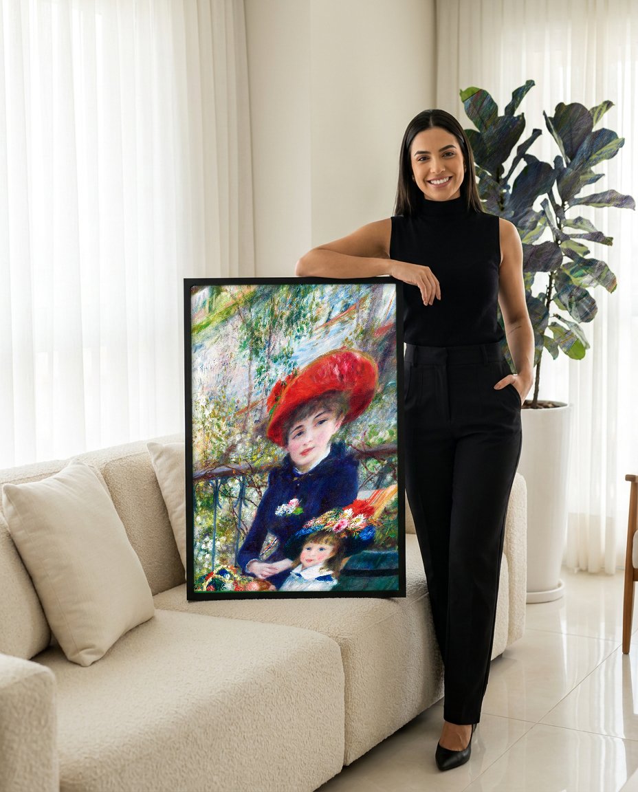 Quadro Decorativo Duas Irmãs (No Terraço) - Renoir com modelo em ambiente