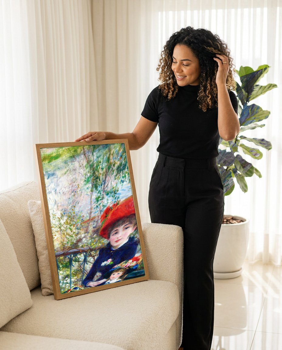 Quadro Decorativo Duas Irmãs (No Terraço) - Renoir com modelo em ambiente