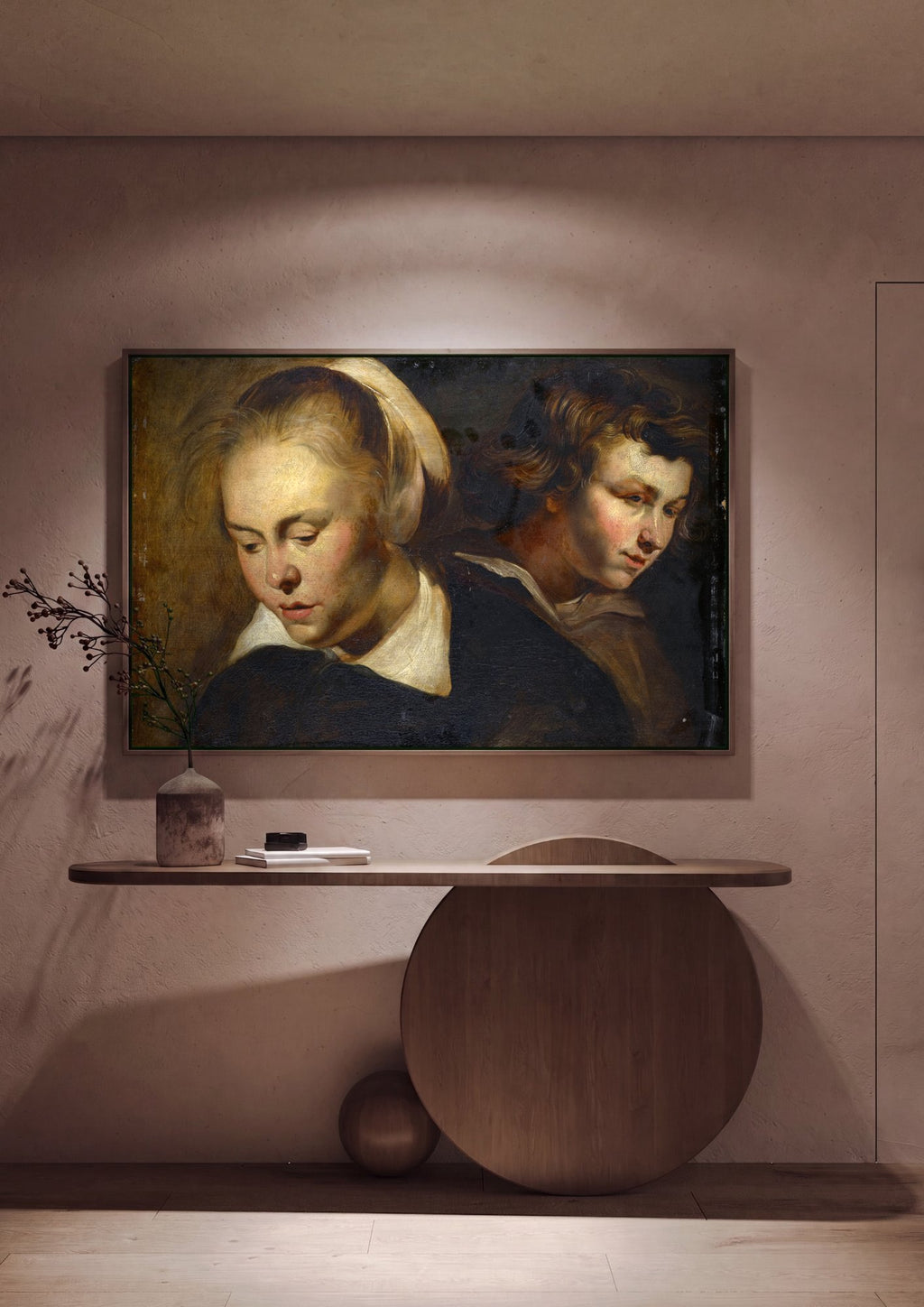Quadro Decorativo Estudos de Cabeça - Jacob Jordaens em ambiente decorado