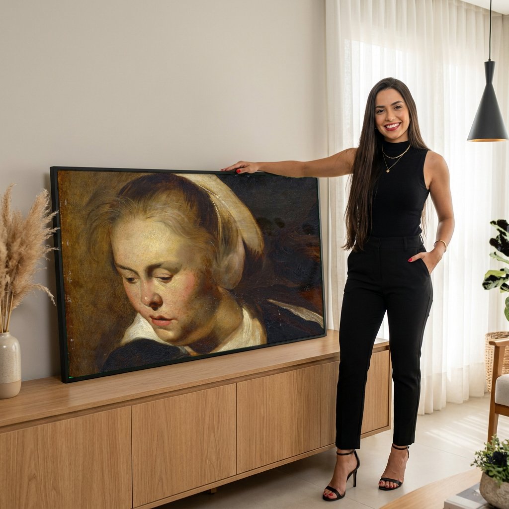 Quadro Decorativo Estudos de Cabeça - Jacob Jordaens com modelo em ambiente