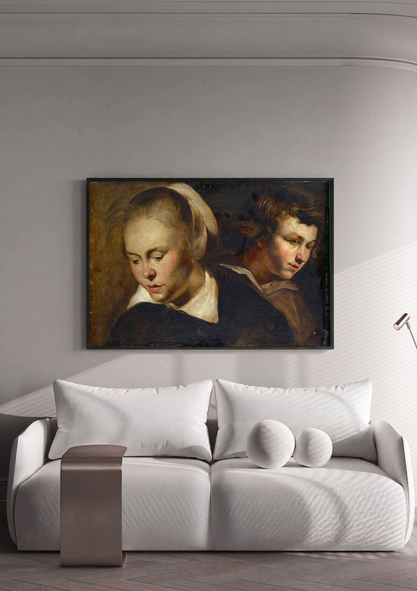 Quadro Decorativo Estudos de Cabeça - Jacob Jordaens em ambiente decorado