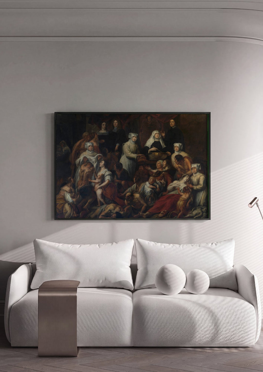 Quadro Decorativo A Caridade Romana - Jacob Jordaens em ambiente decorado