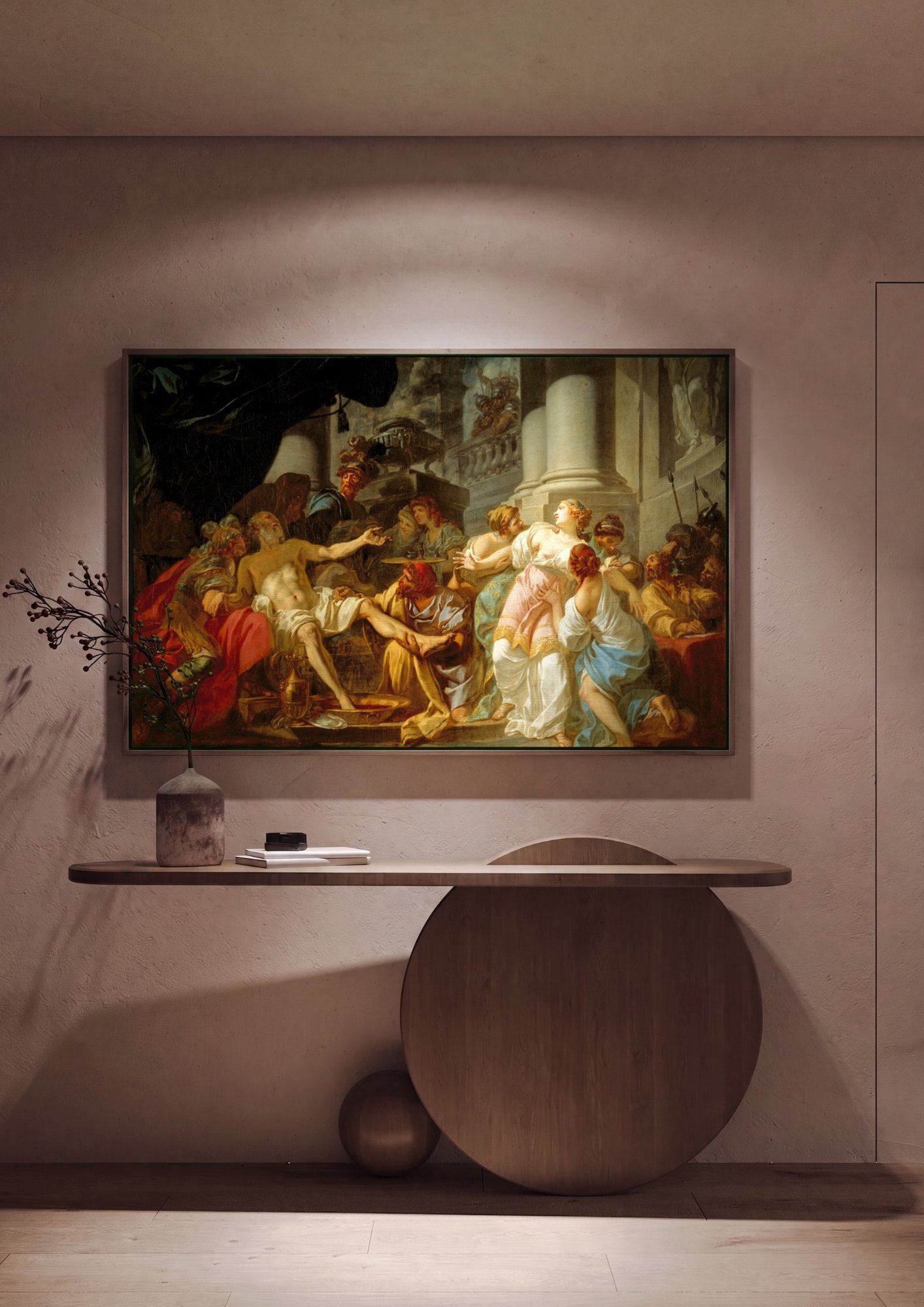 Quadro Decorativo A Morte de Sêneca - Jacques-Louis David em ambiente decorado