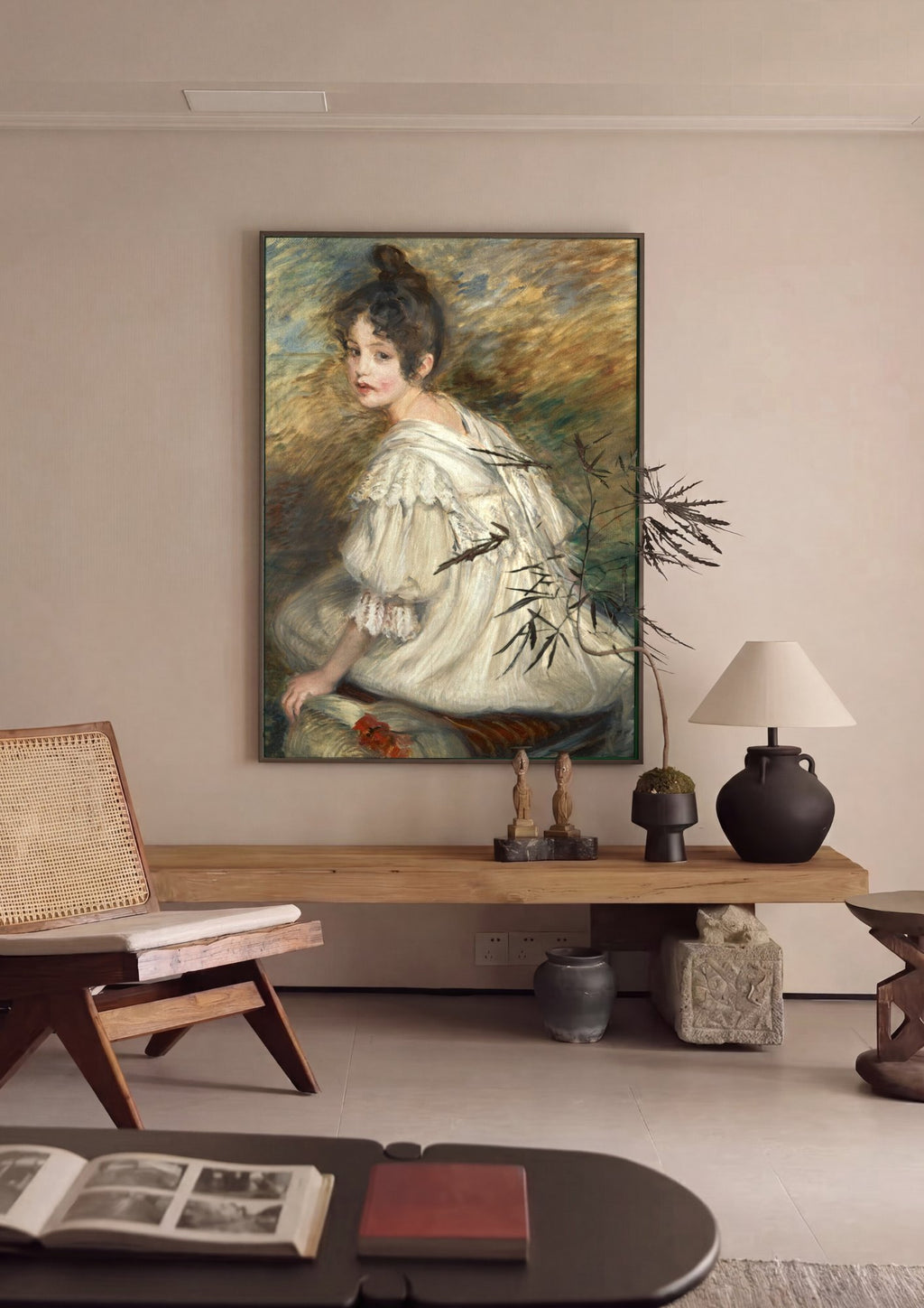 Quadro Decorativo A Jovem de Branco – Jacques Émile Blanche em ambiente decorado
