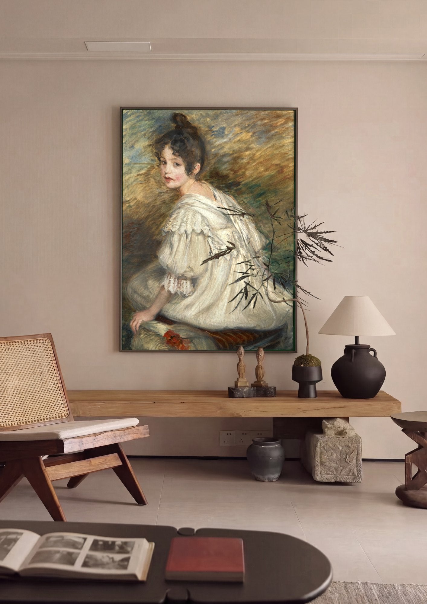 Quadro Decorativo A Jovem de Branco – Jacques Émile Blanche em ambiente decorado