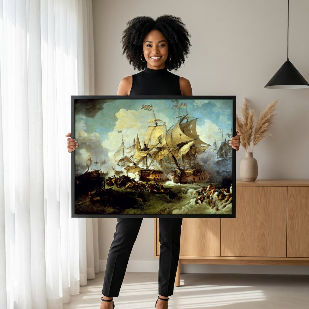 Quadro Decorativo A Batalha do Nilo - Jacques-Louis David com modelo em ambiente