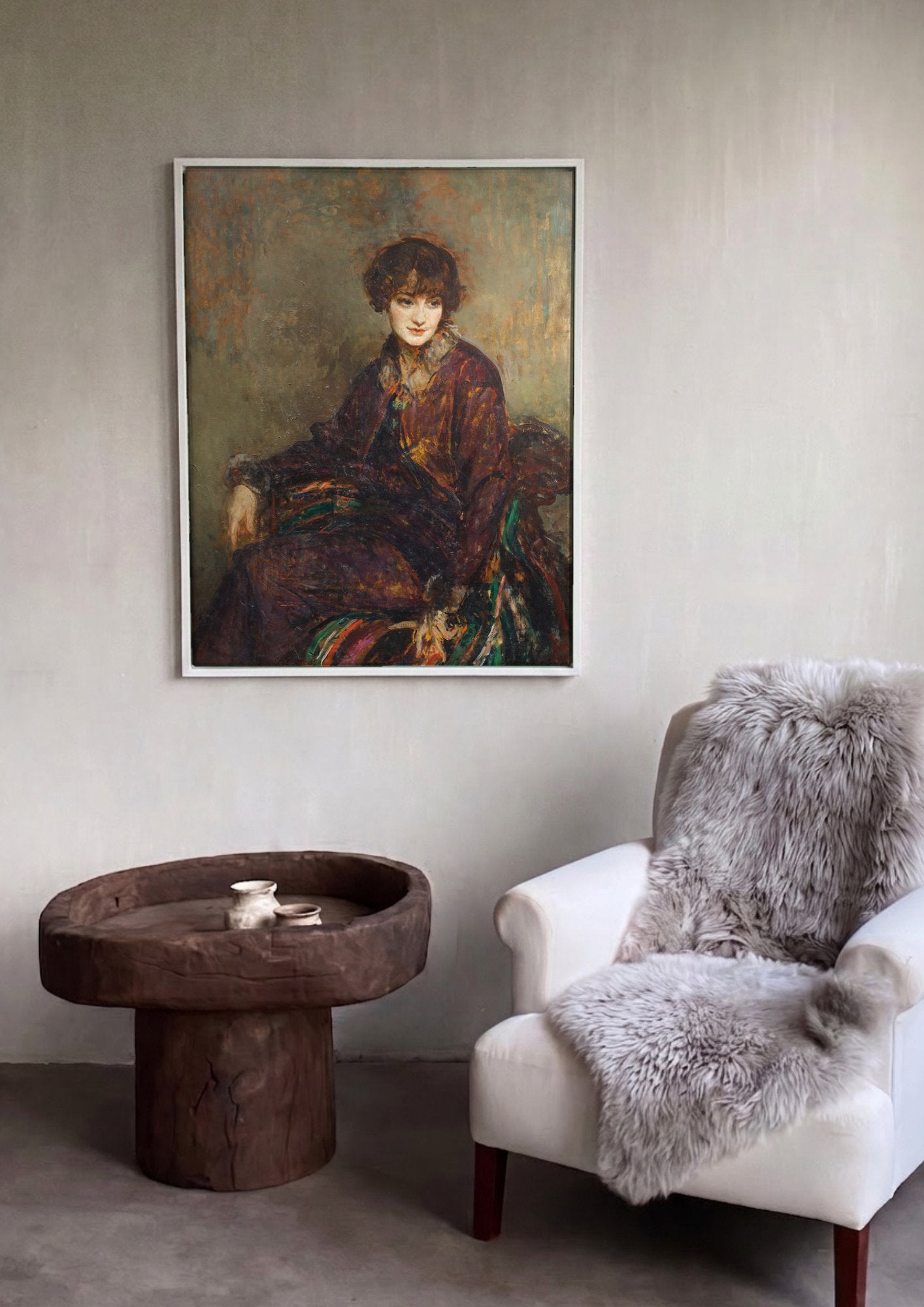 Quadro Decorativo Retrato de Mulher - Jacques Émile Blanche em ambiente decorado