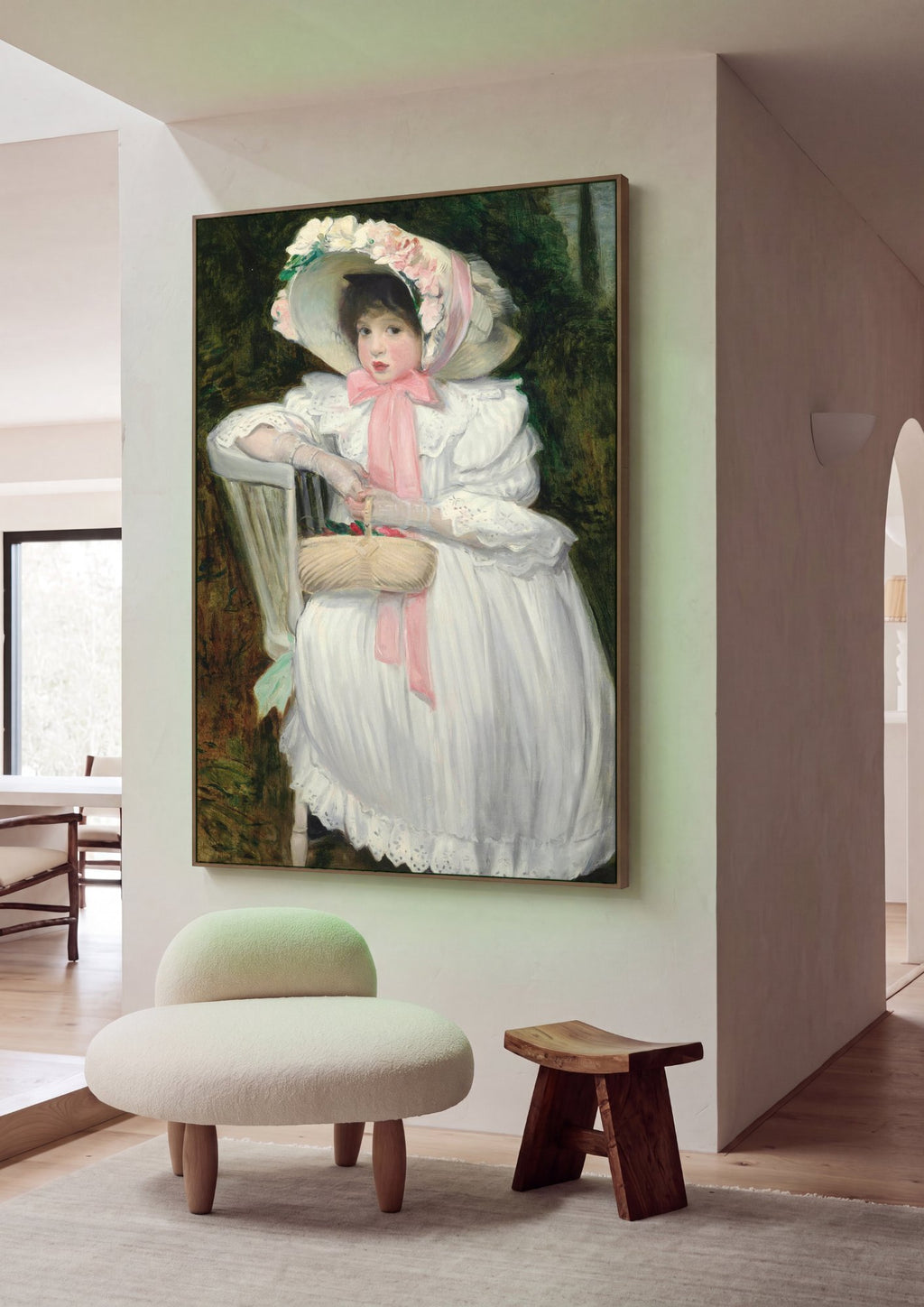 Quadro Decorativo Criança com Cesta – Jacques Émile Blanche em ambiente decorado