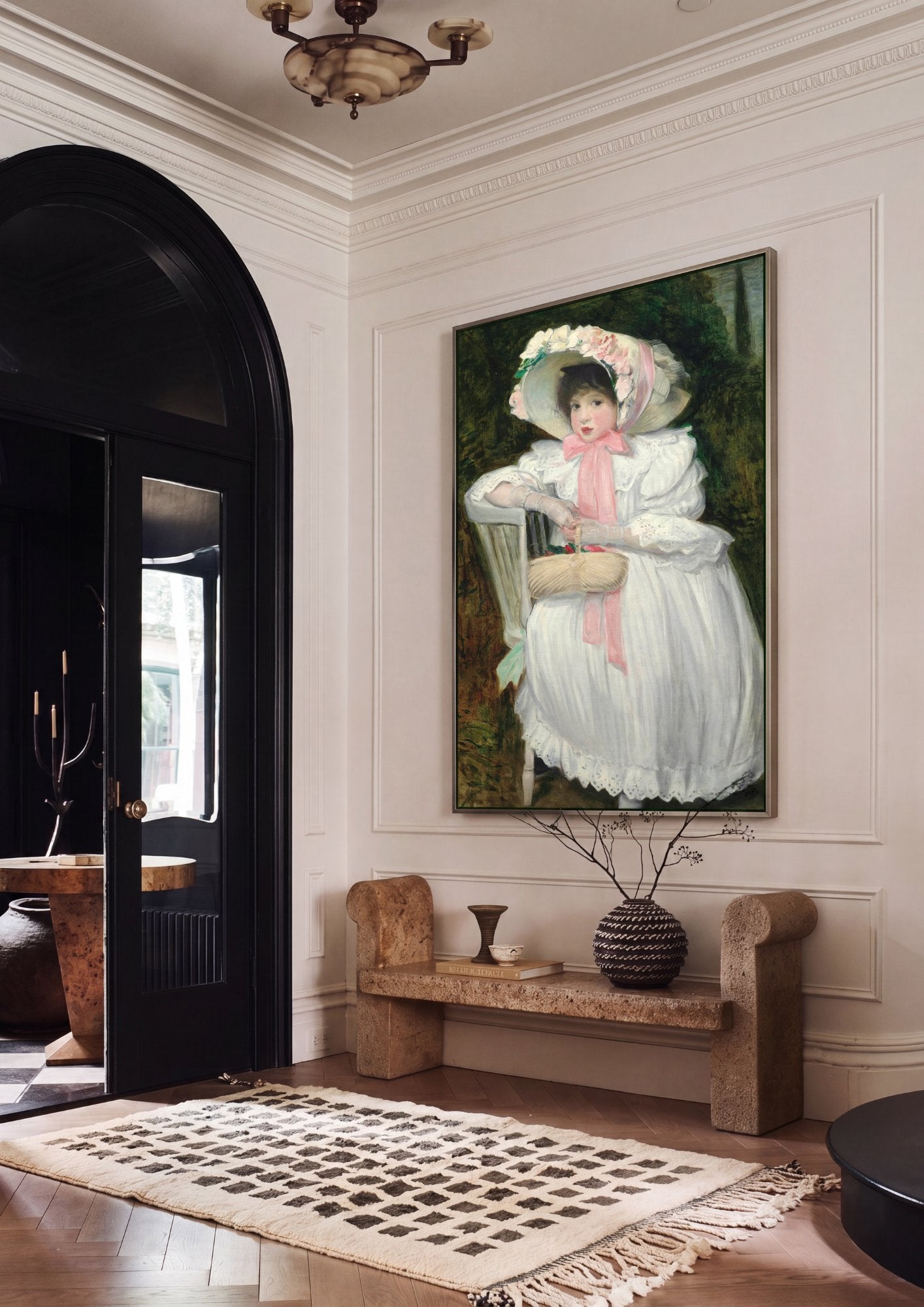 Quadro Decorativo Criança com Cesta – Jacques Émile Blanche em ambiente decorado